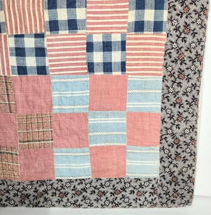 Country 19th C Nine Patch Doll Quilt For Sale