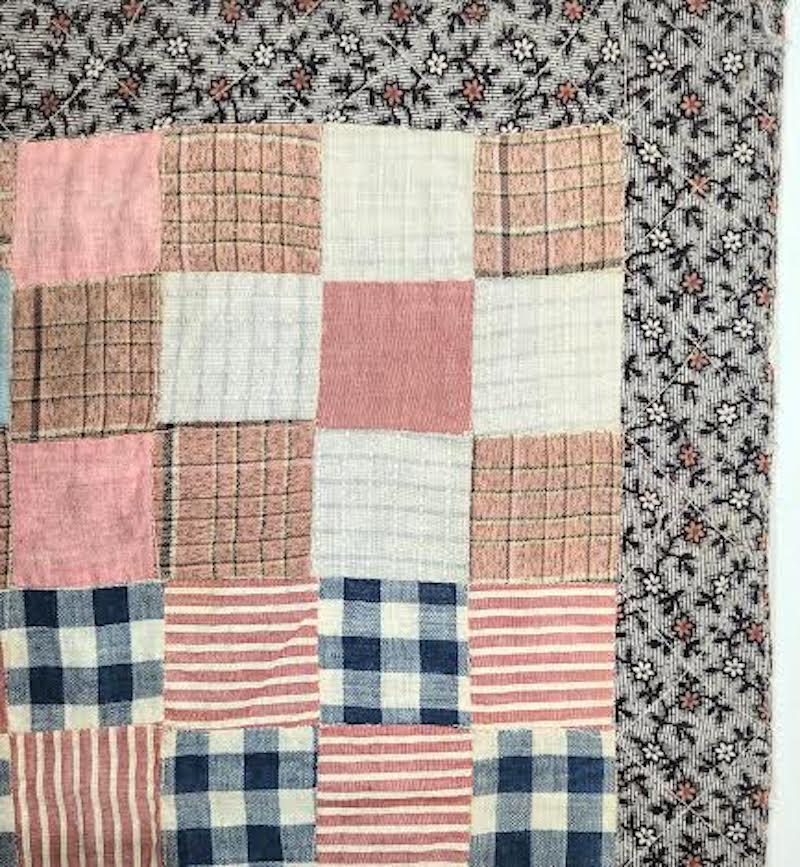 Hand-Crafted 19th C Nine Patch Doll Quilt For Sale