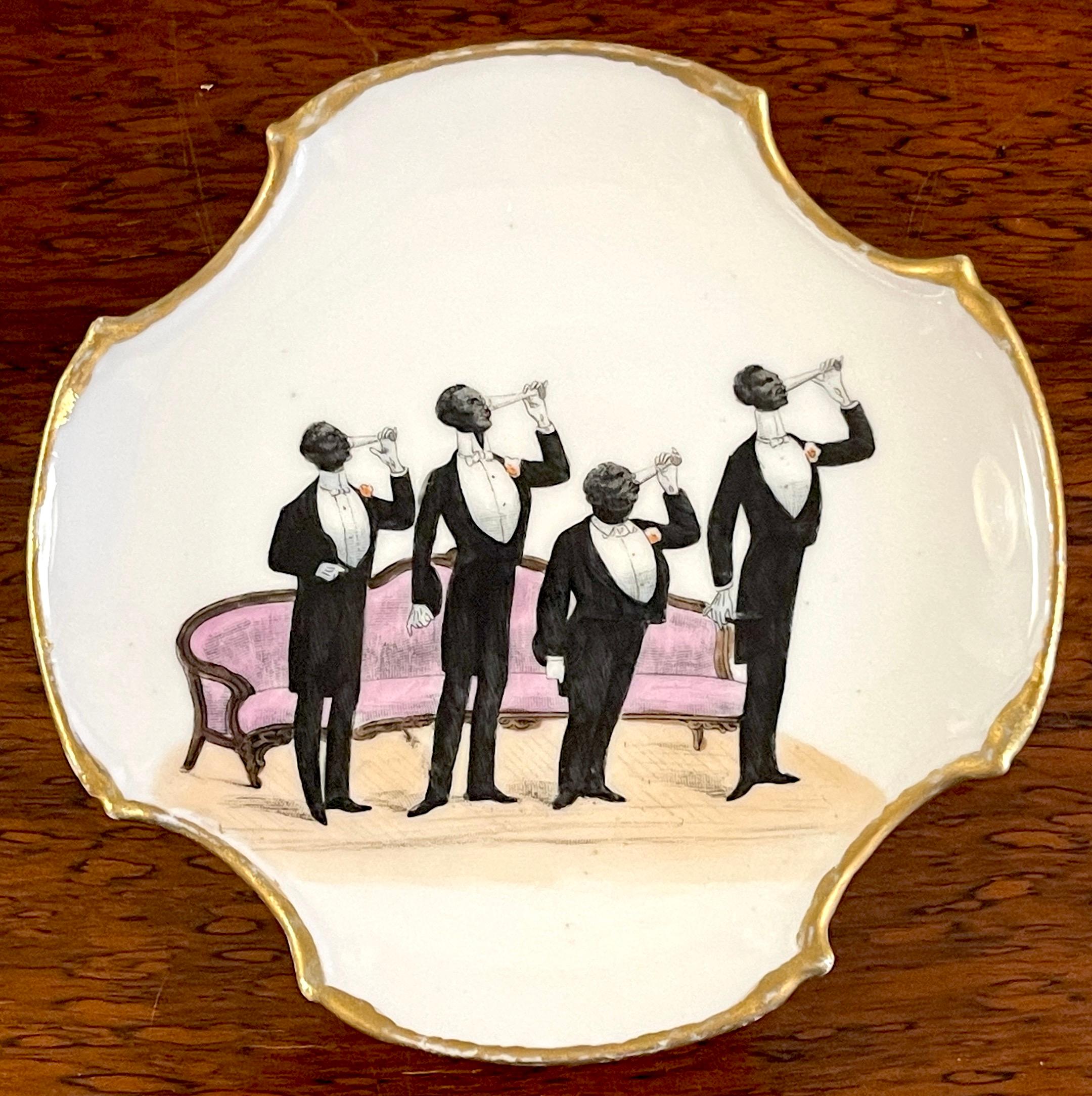 19th C Novelty  Regency Black Aristocratic Men Drinking Champagne For Sale 1