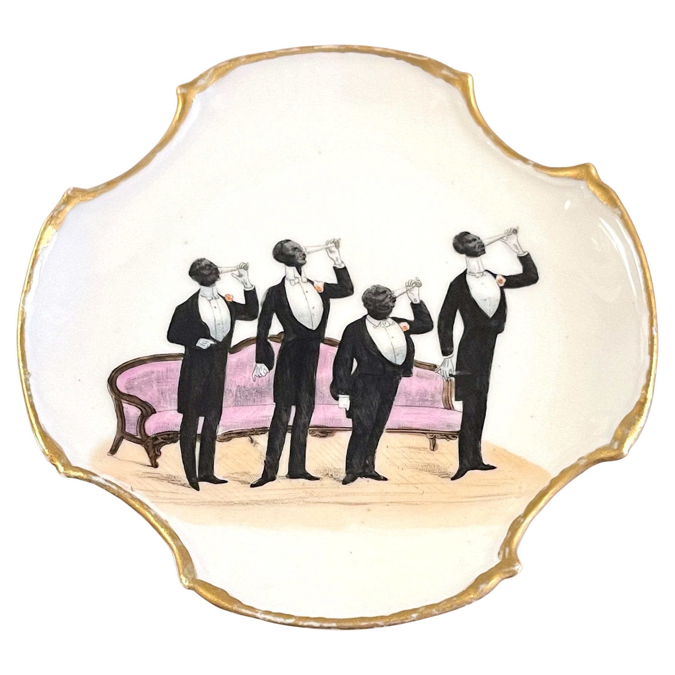 19th C Novelty  Regency Black Aristocratic Men Drinking Champagne For Sale