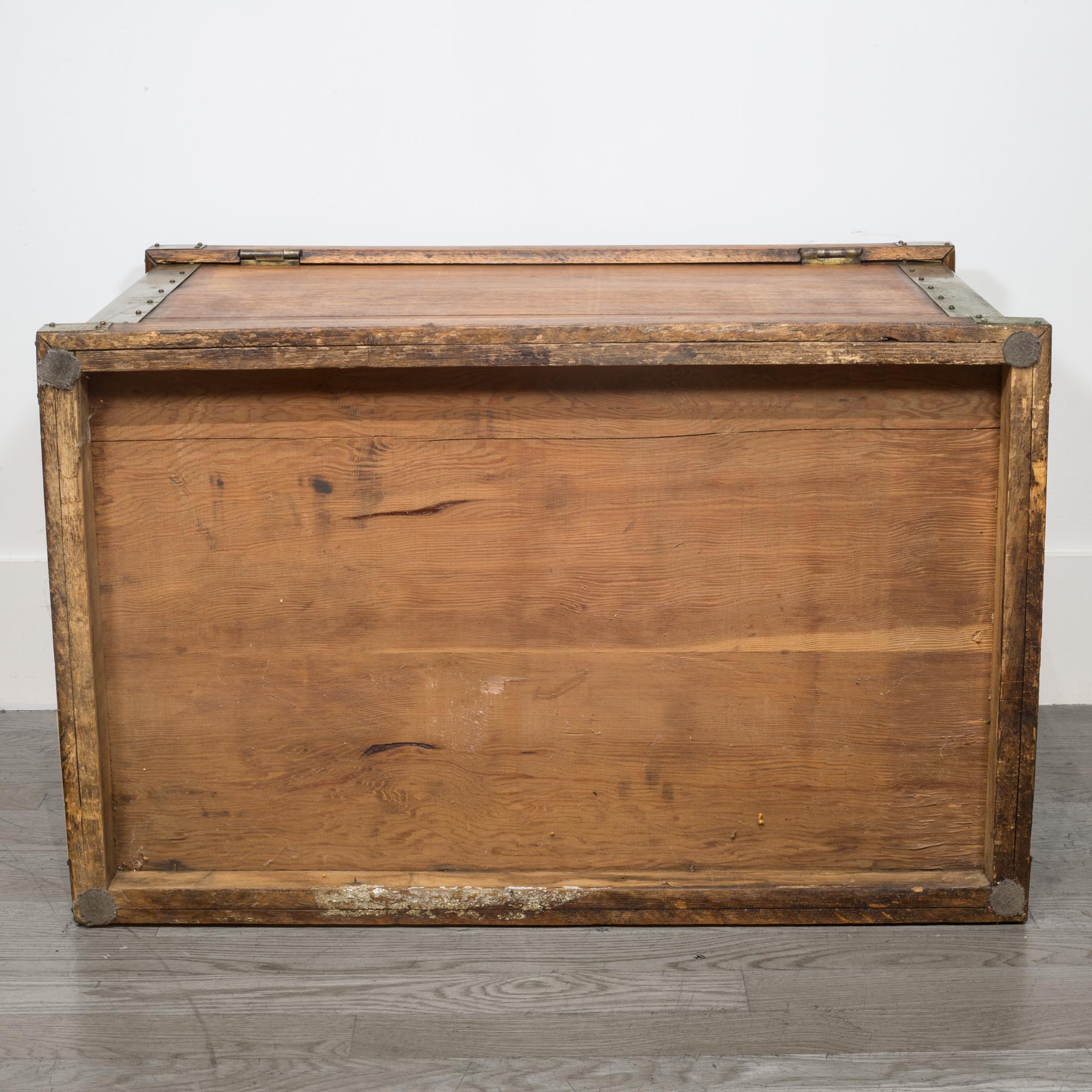 19th Century Oak/Brass Campaign Trunk, circa 1800s 4