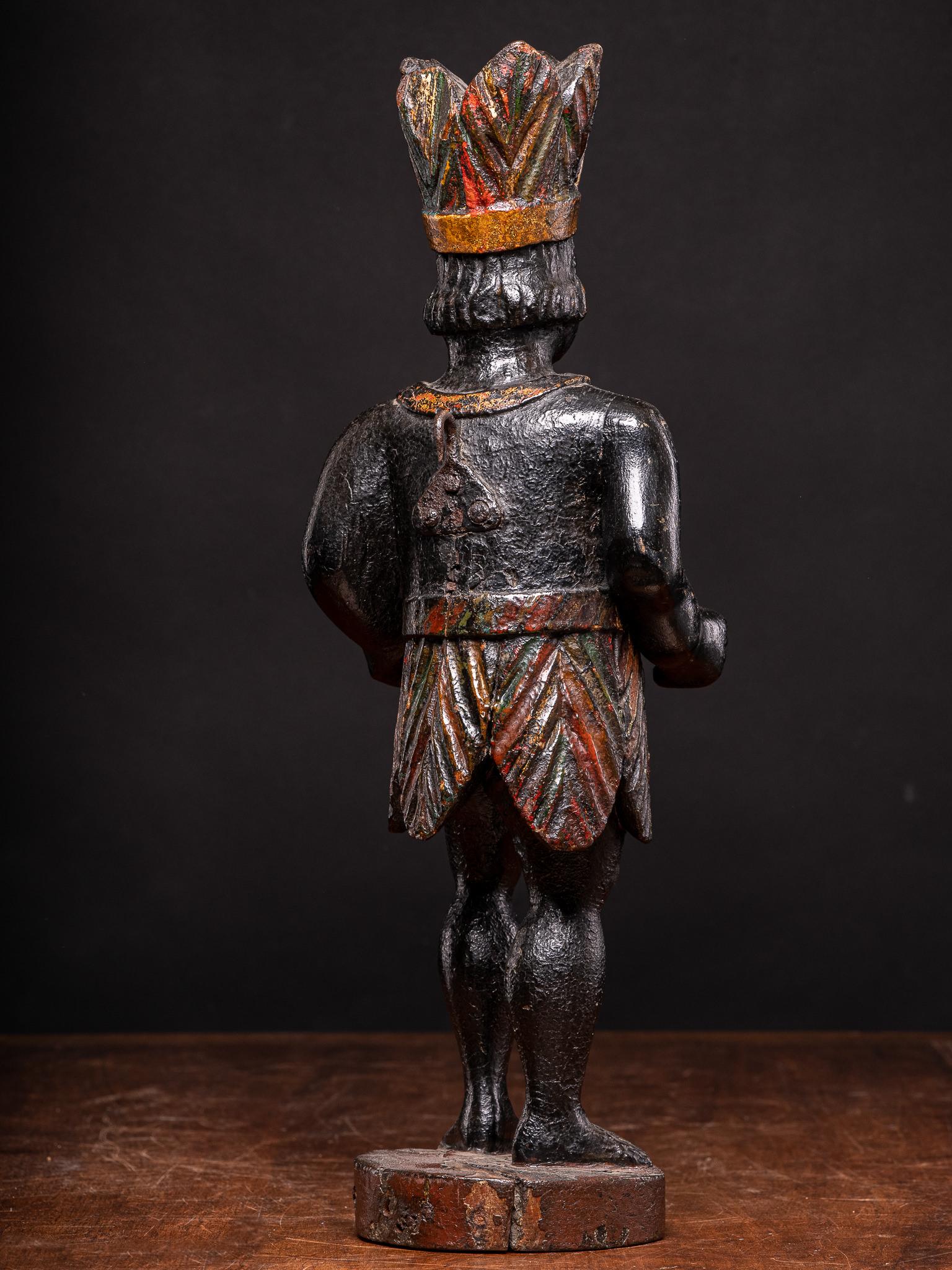 Dutch 19th C Oakwood Counter Top Cigar Store Indian Statue, Netherlands For Sale