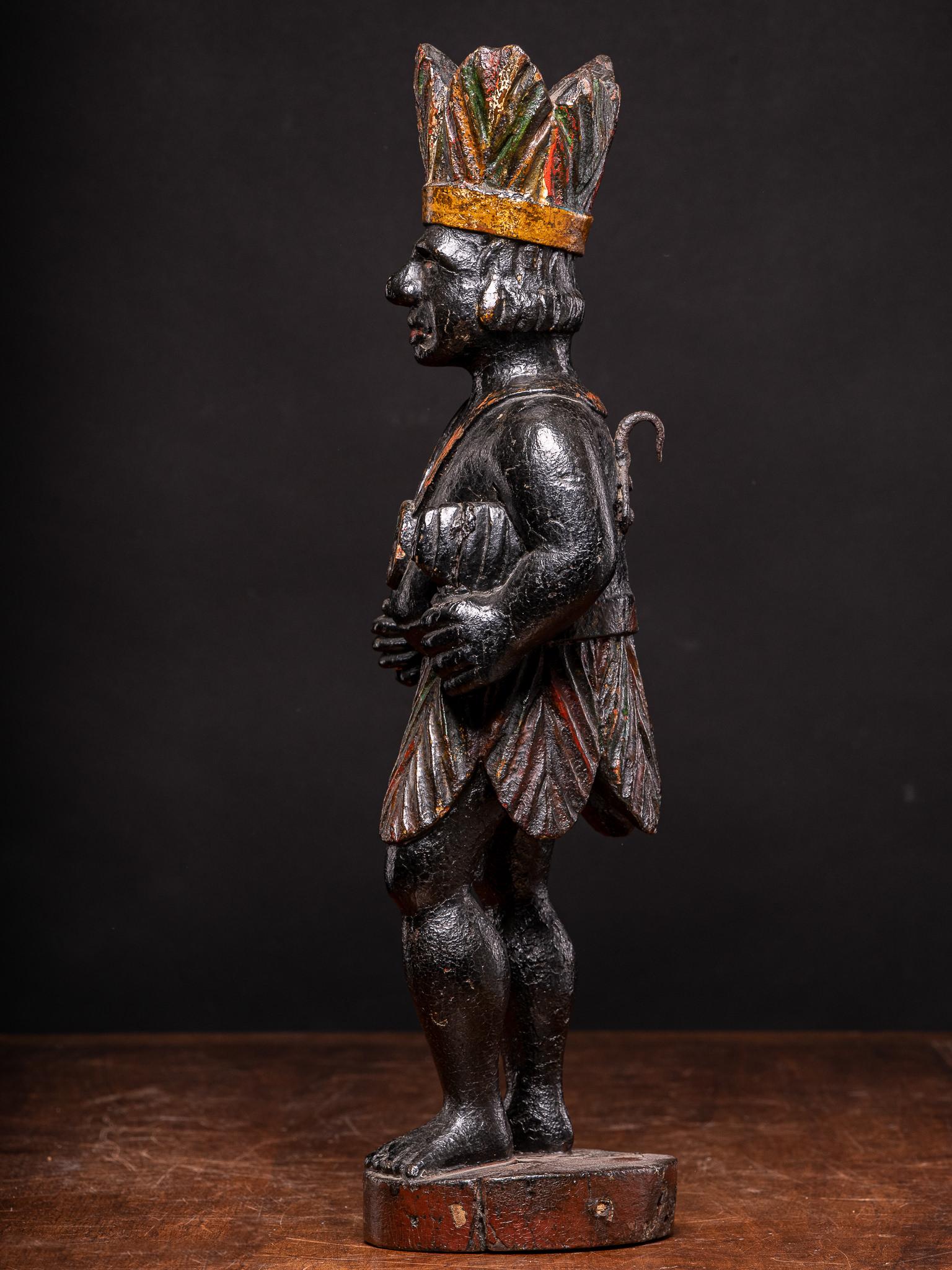 19. Jahrhundert Eichenholz Counter Top Zigarrenladen indische Statue, Niederlande im Angebot 1