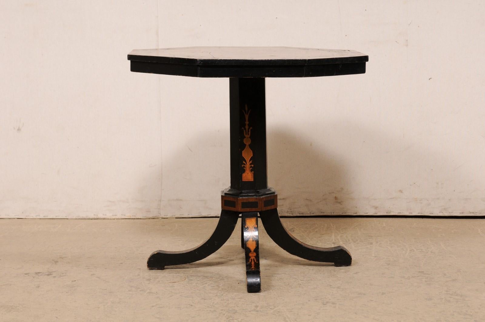 19th Century Octagonal Pedestal Table with Wonderful Inlay Embellishments 4