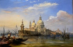 19th c. Oil on Canvas "The Entrance of the Grand Canal, Venice" Edward Pritchett