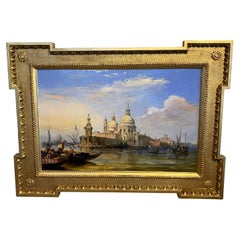 Antique 19th c. Oil on Canvas "The Entrance of the Grand Canal, Venice" Edward Pritchett