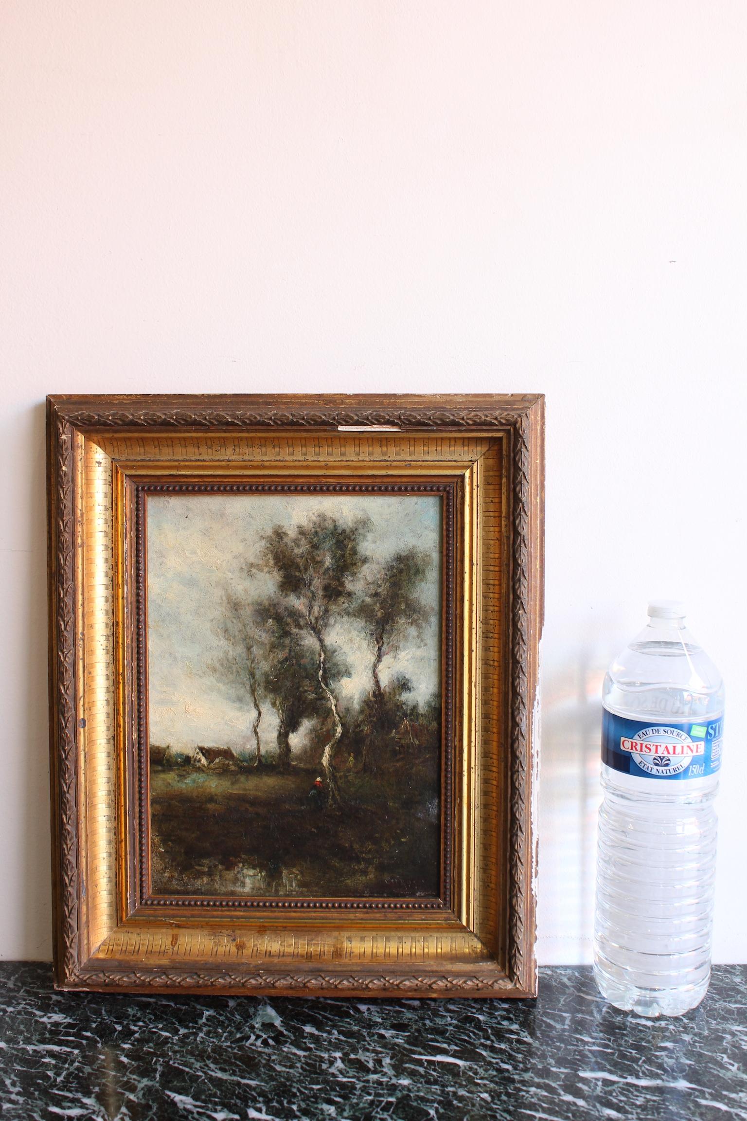 19th Century Oil on Card Signed Corot For Sale 6