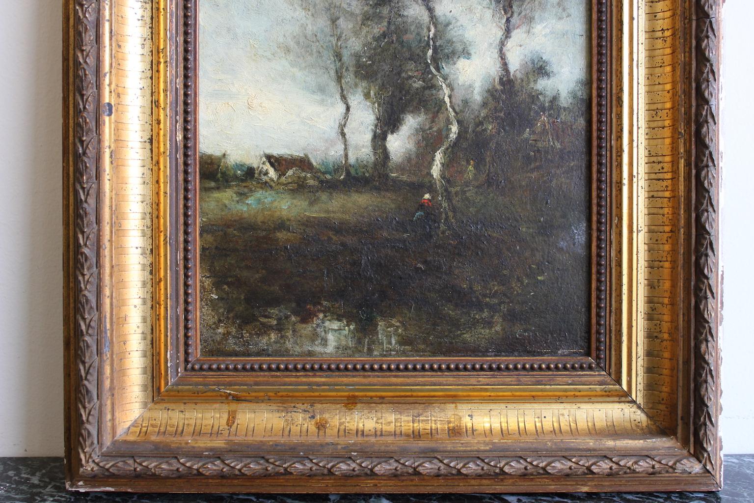 19th Century Oil on Card Signed Corot For Sale 1