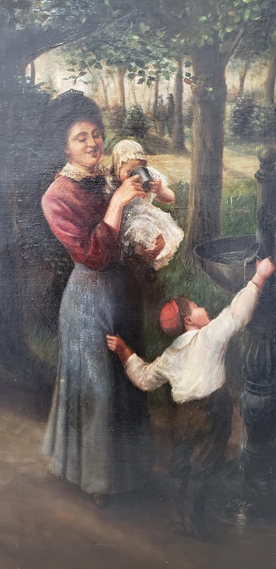 Peinture à l'huile de la fin du 19e siècle représentant une jeune famille dans un parc

Belle peinture à l'huile ancienne représentant une jeune famille buvant de l'eau à une fontaine dans un parc.

Huile originale sur toile. Dimensions : 20