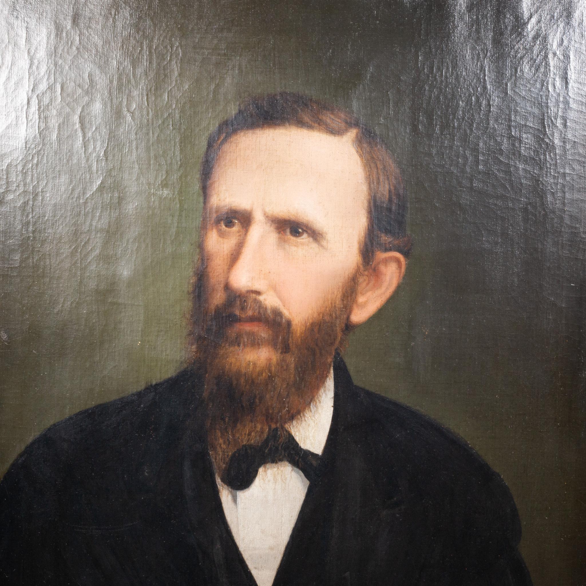 Oiled 19th c. Oil Portrait of a Bearded Gentleman, c.1800s For Sale