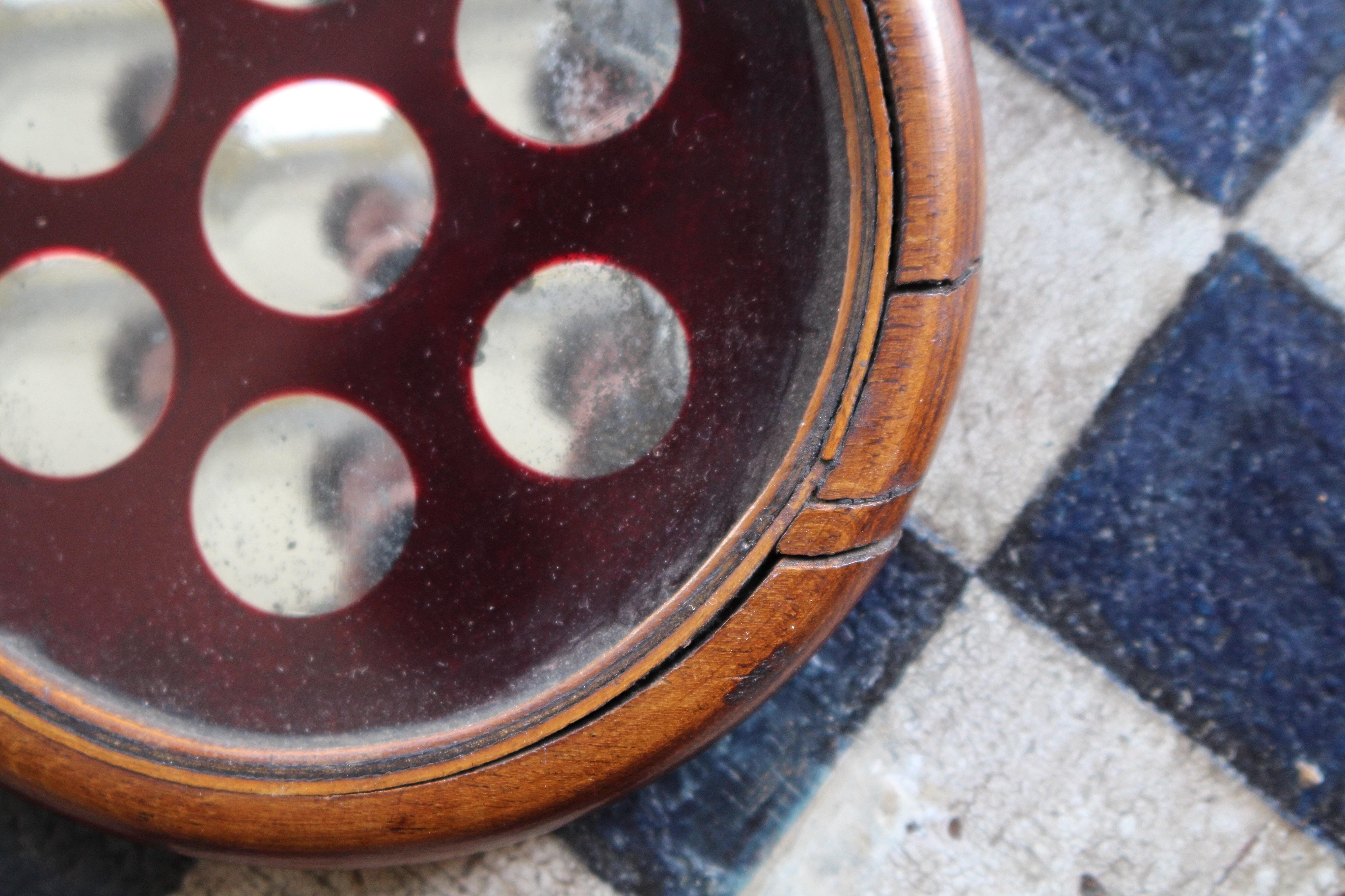 George III 19th C Optical Antique Ruby Red Sorcerers Mirror Curio Unusual Distortion Convex For Sale
