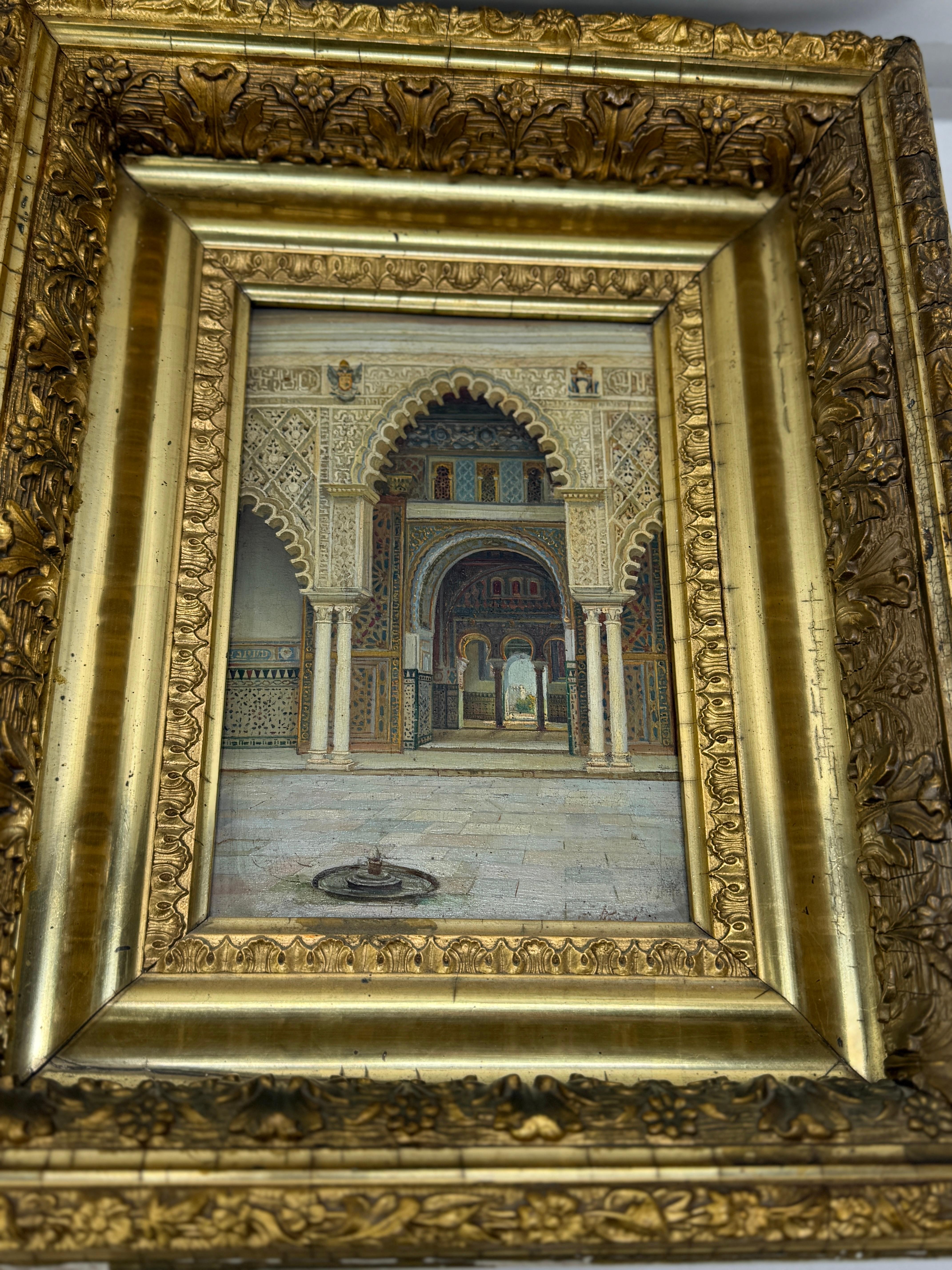 Orientalische architektonische Inneneinrichtung des Alcazar von Sevilla aus dem 19. Jahrhundert von Tomas Aceves (Spanisch) im Angebot