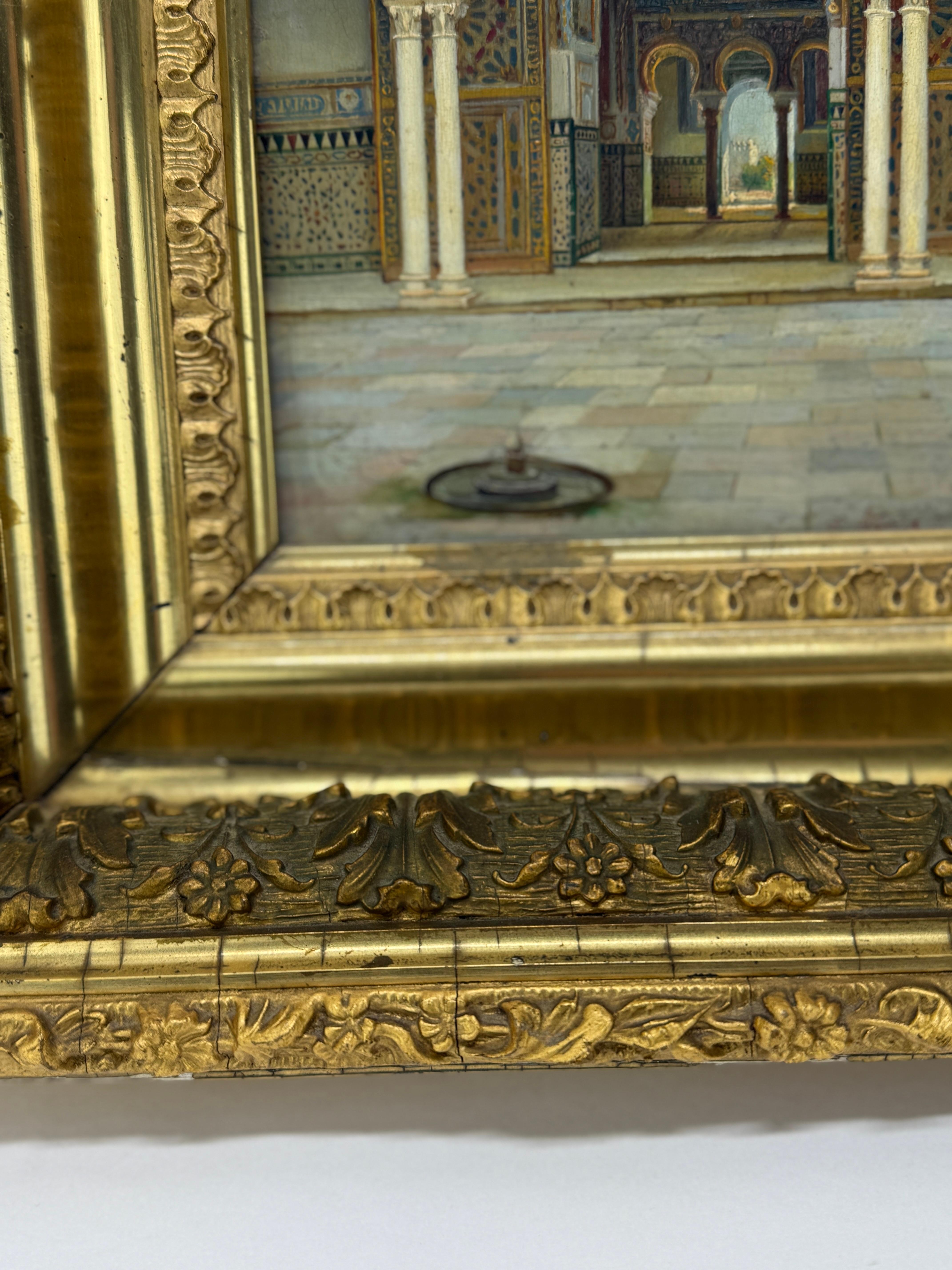 Orientalische architektonische Inneneinrichtung des Alcazar von Sevilla aus dem 19. Jahrhundert von Tomas Aceves im Angebot 1