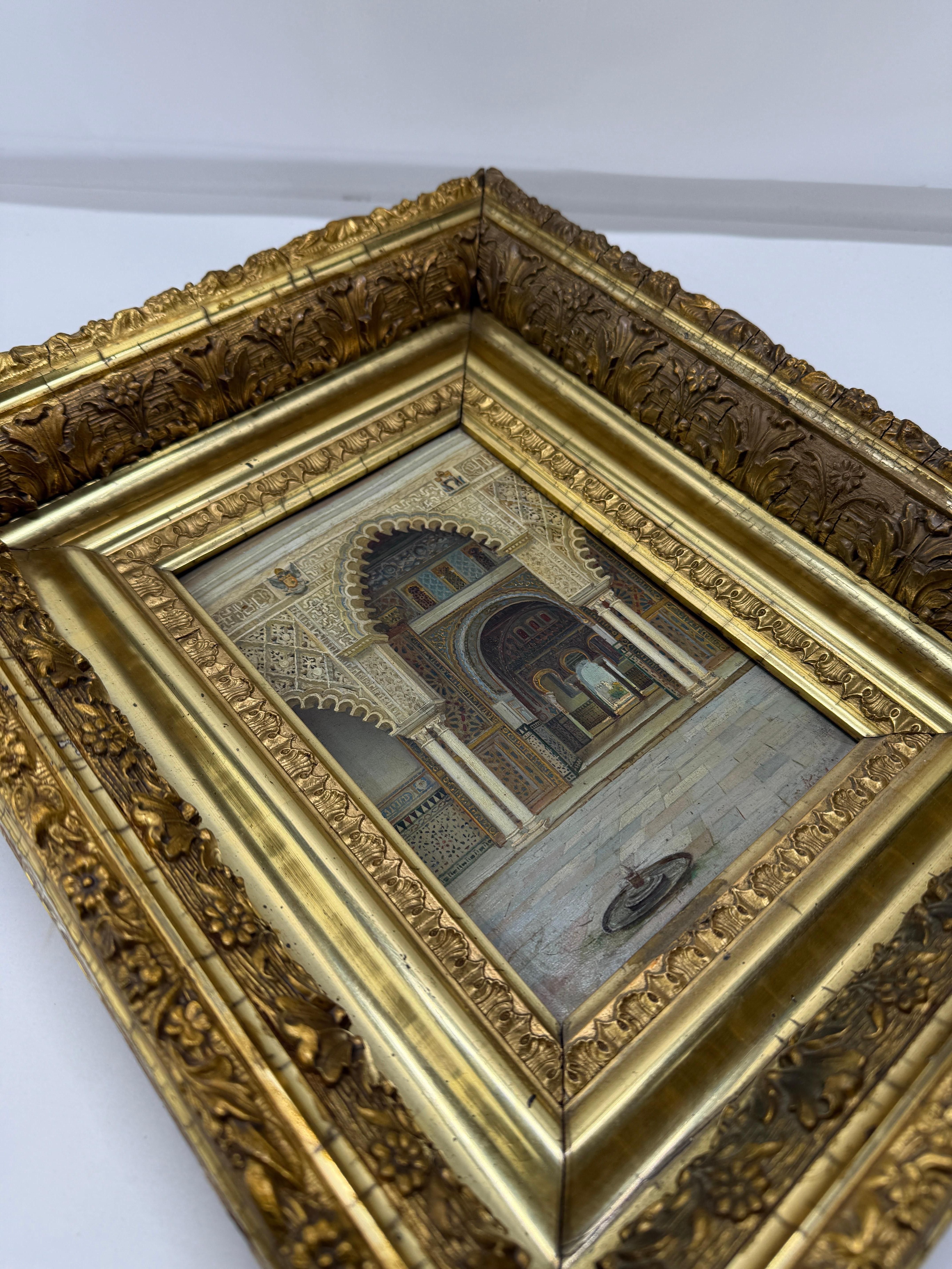 Orientalische architektonische Inneneinrichtung des Alcazar von Sevilla aus dem 19. Jahrhundert von Tomas Aceves im Angebot 3