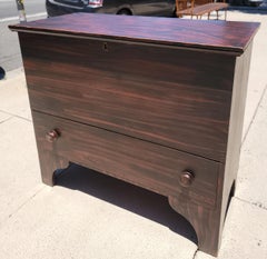 19th C Original Paint Decorated Tall Blanket Chest