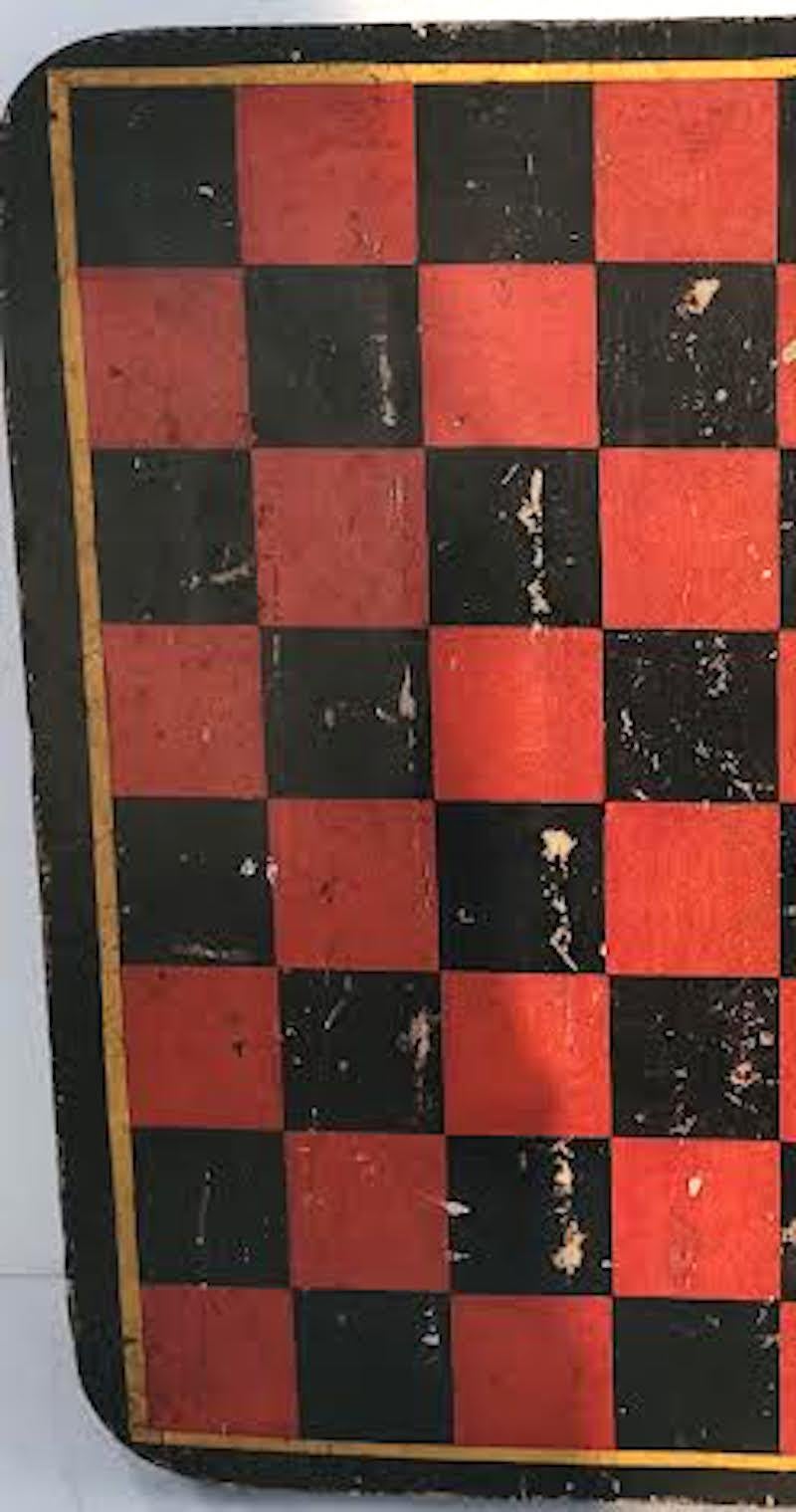 Folk Art 19th C Original Painted Checkerboard For Sale