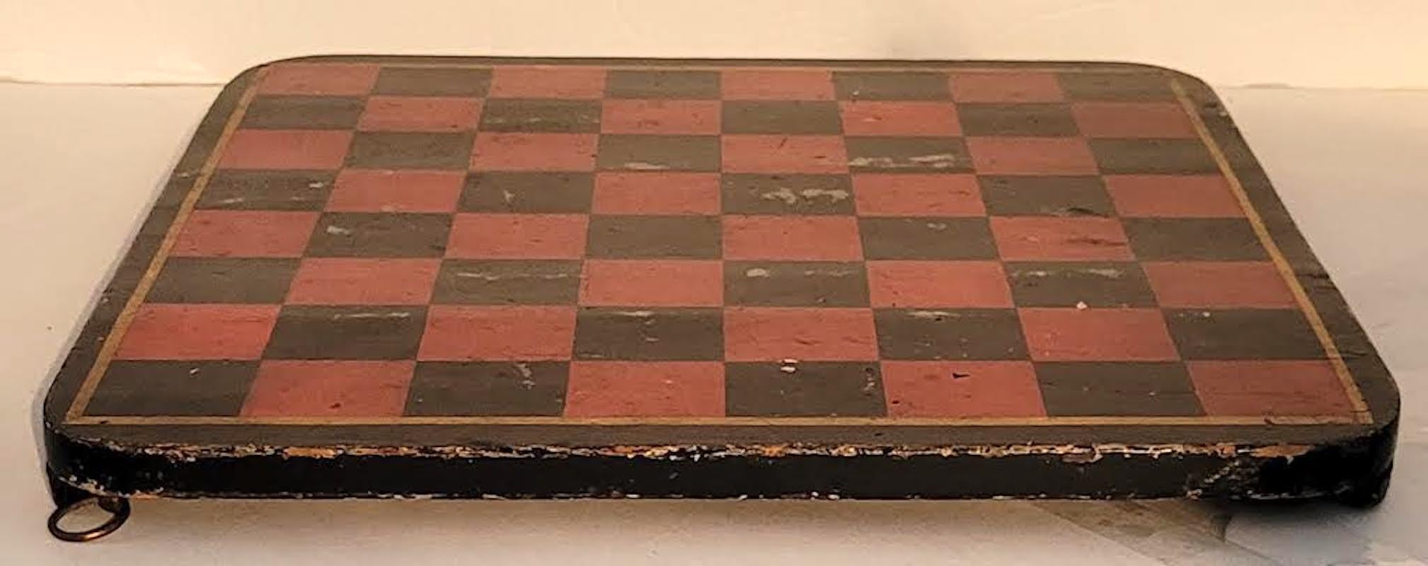 Original bemaltes Schachbrett aus dem 19. Jahrhundert (Holz) im Angebot