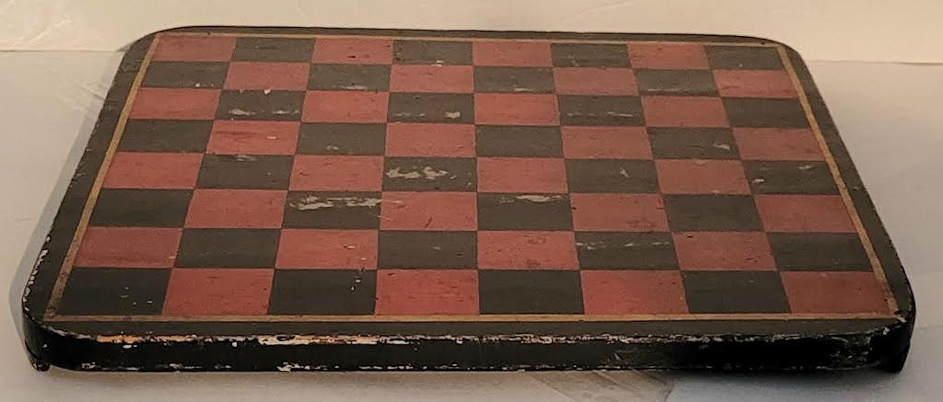 Original bemaltes Schachbrett aus dem 19. Jahrhundert im Angebot 2