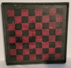 19th C Original Painted Checkerboard Game Board