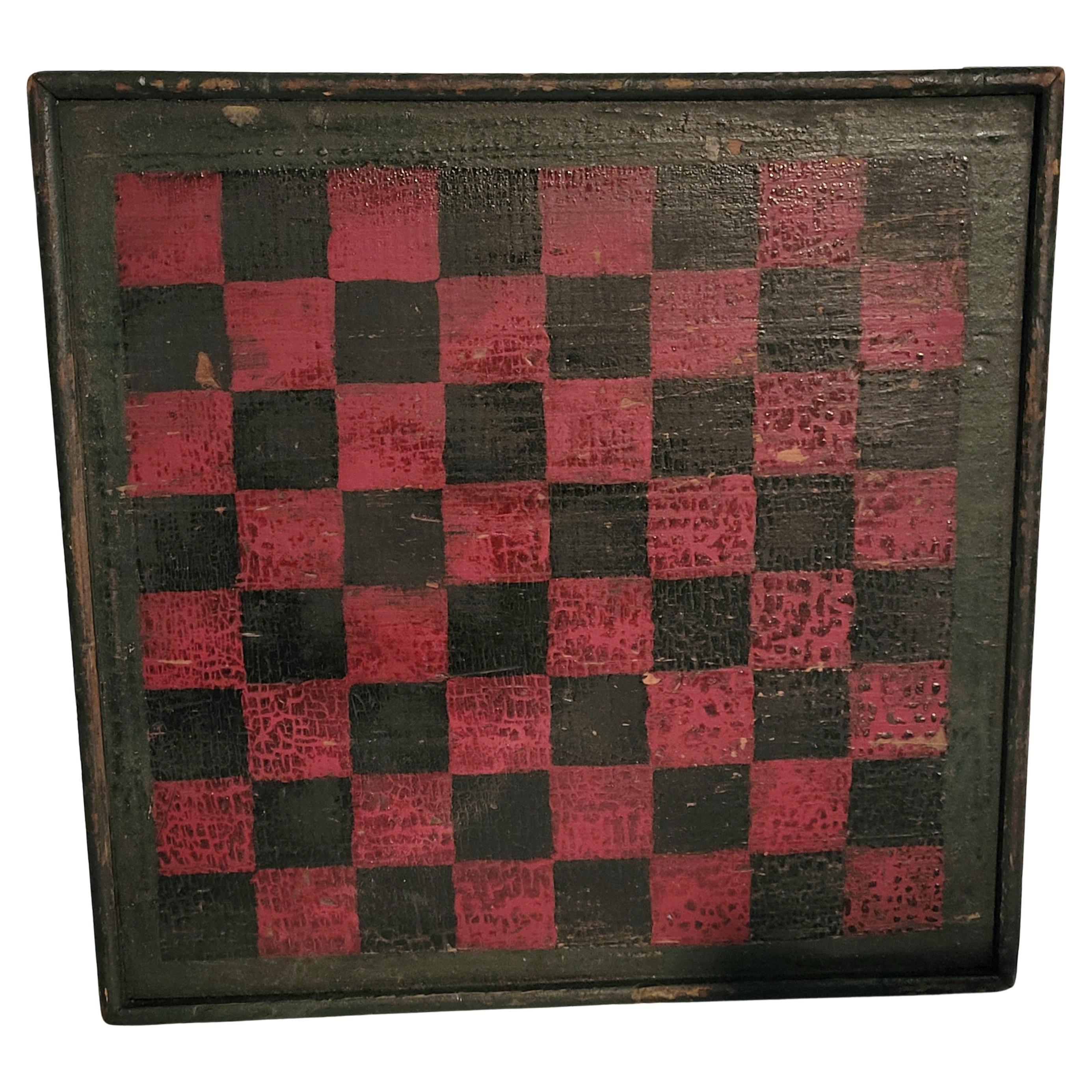 19th C Original Painted Checkerboard Game Board