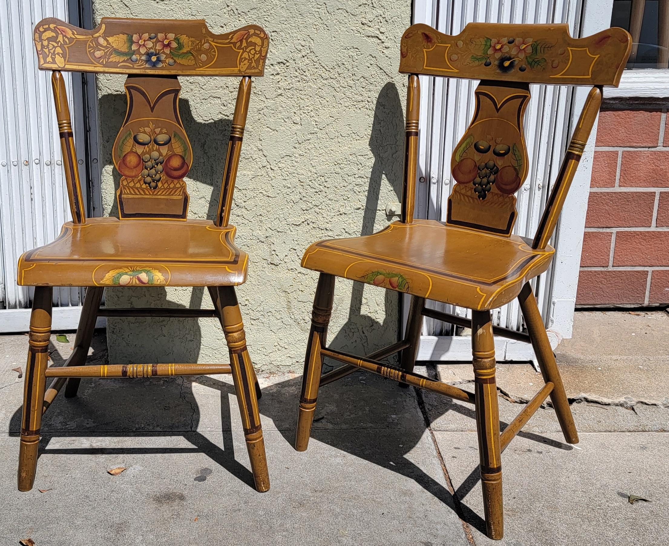 American 19th C Original Painted Decorated Chairs, Lancaster County PA