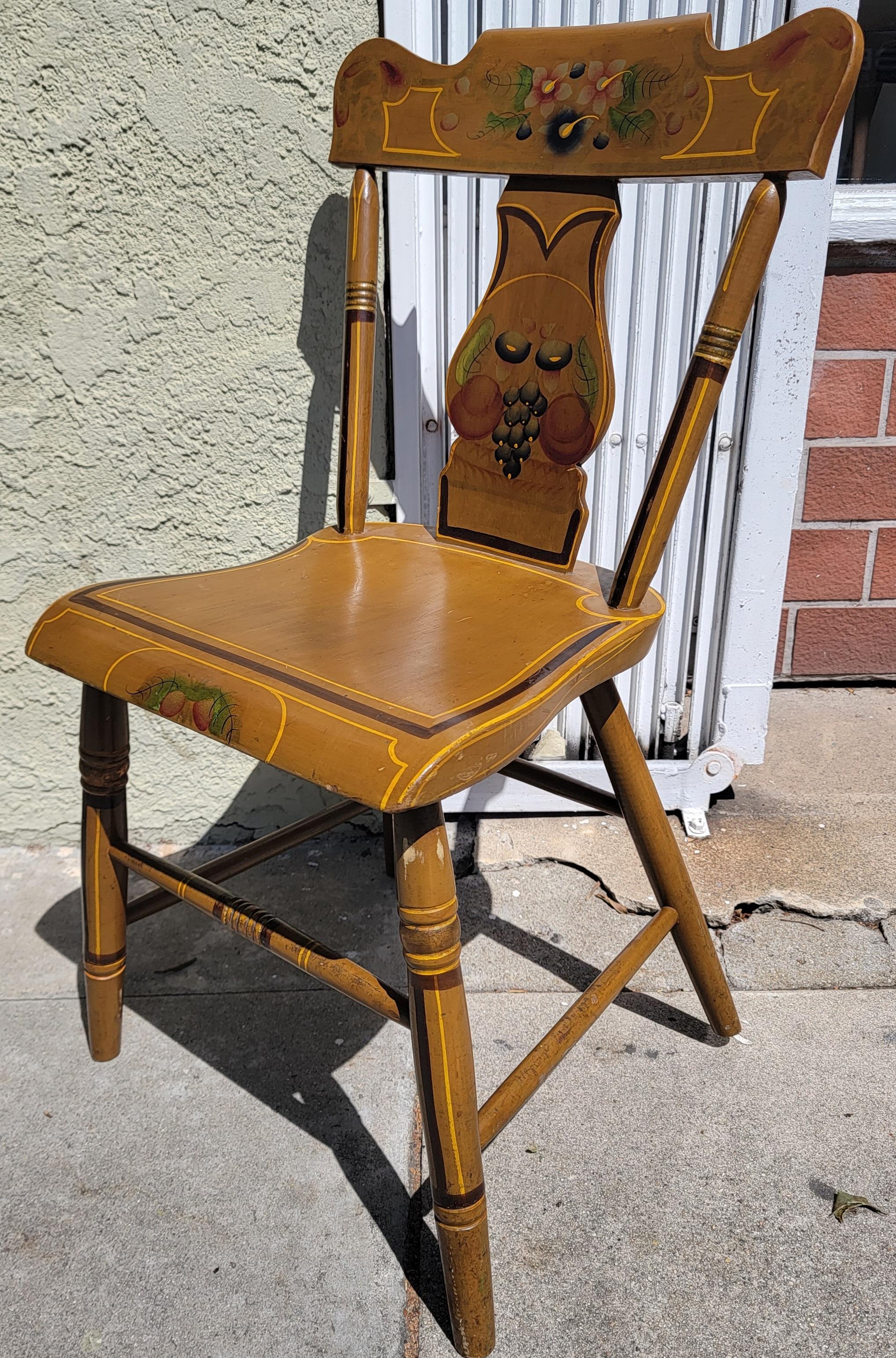 19th C Original Painted Decorated Chairs, Lancaster County PA In Good Condition In Los Angeles, CA