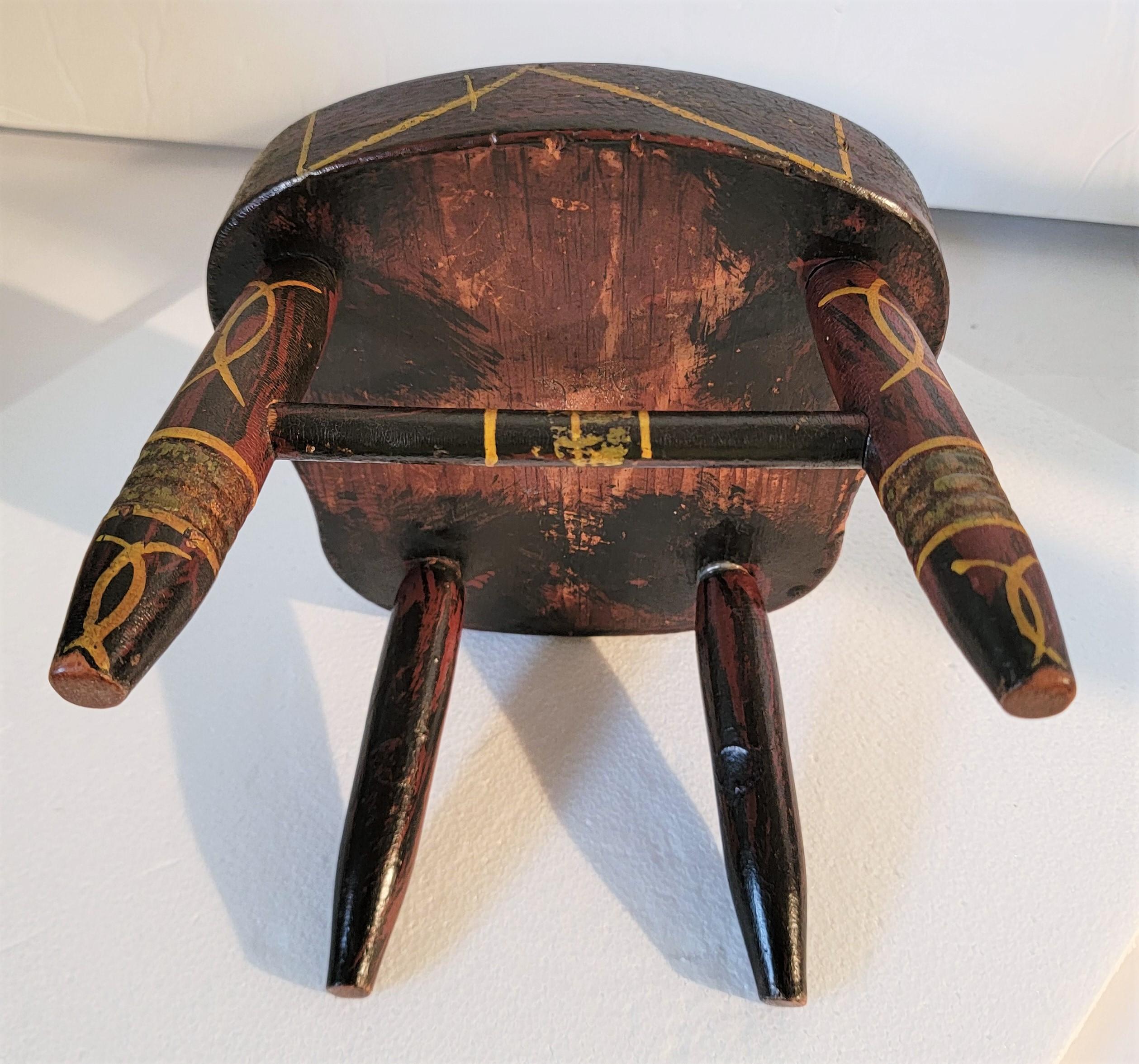 19th C Original Painted Decorated Child's / Doll Chair In Good Condition For Sale In Los Angeles, CA