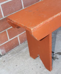 Original bemalte Bauernhofbank aus dem 19. Jahrhundert