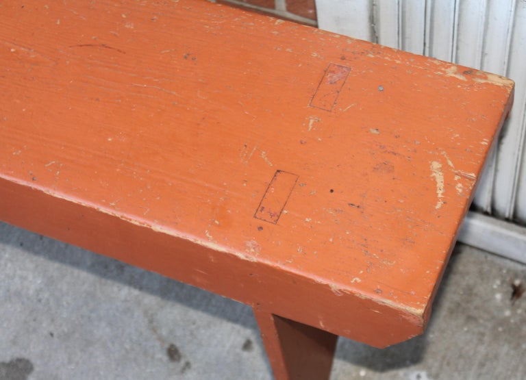 American 19th C Original Painted Farmhouse Bench For Sale