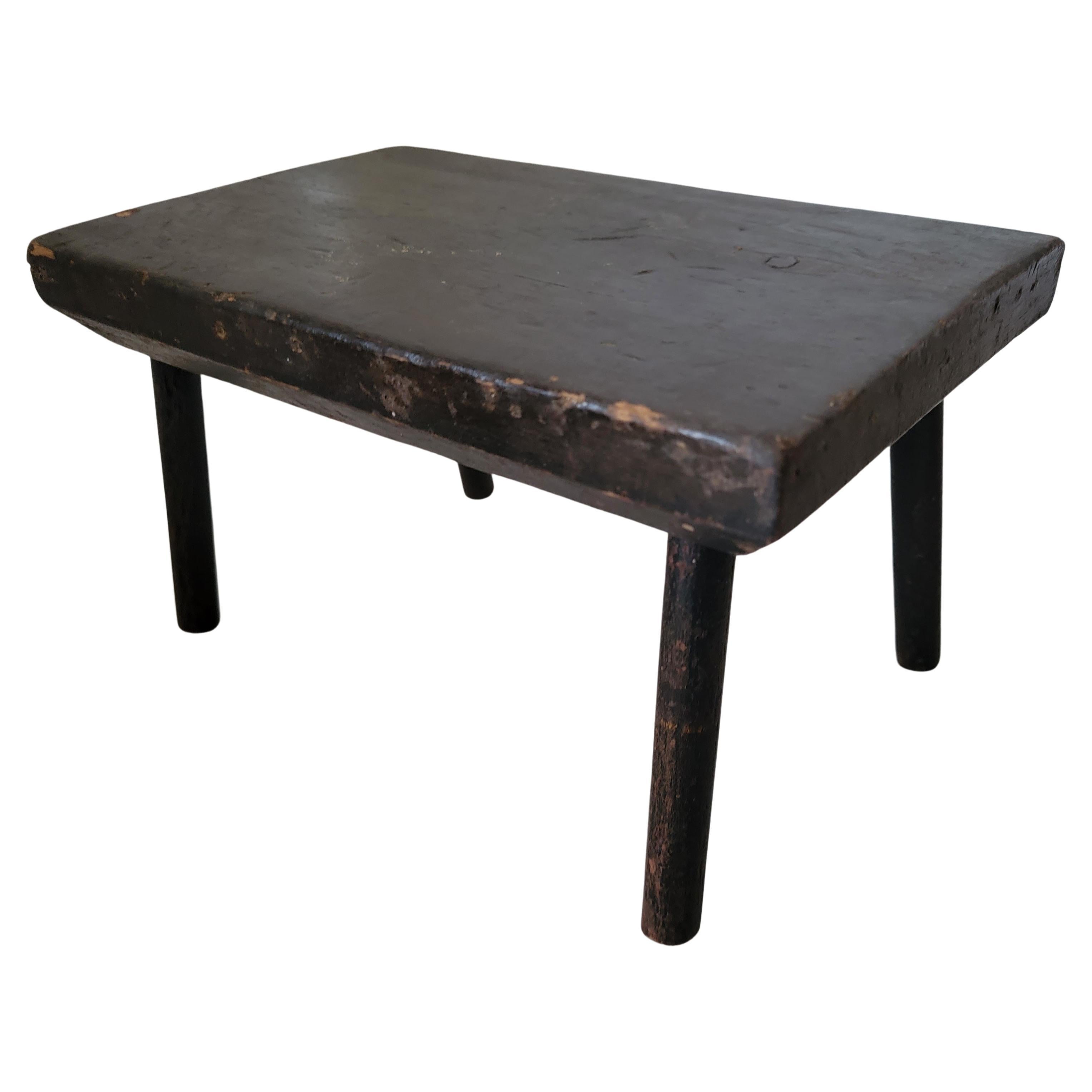 19th C original painted milking stool with pencil post legs.