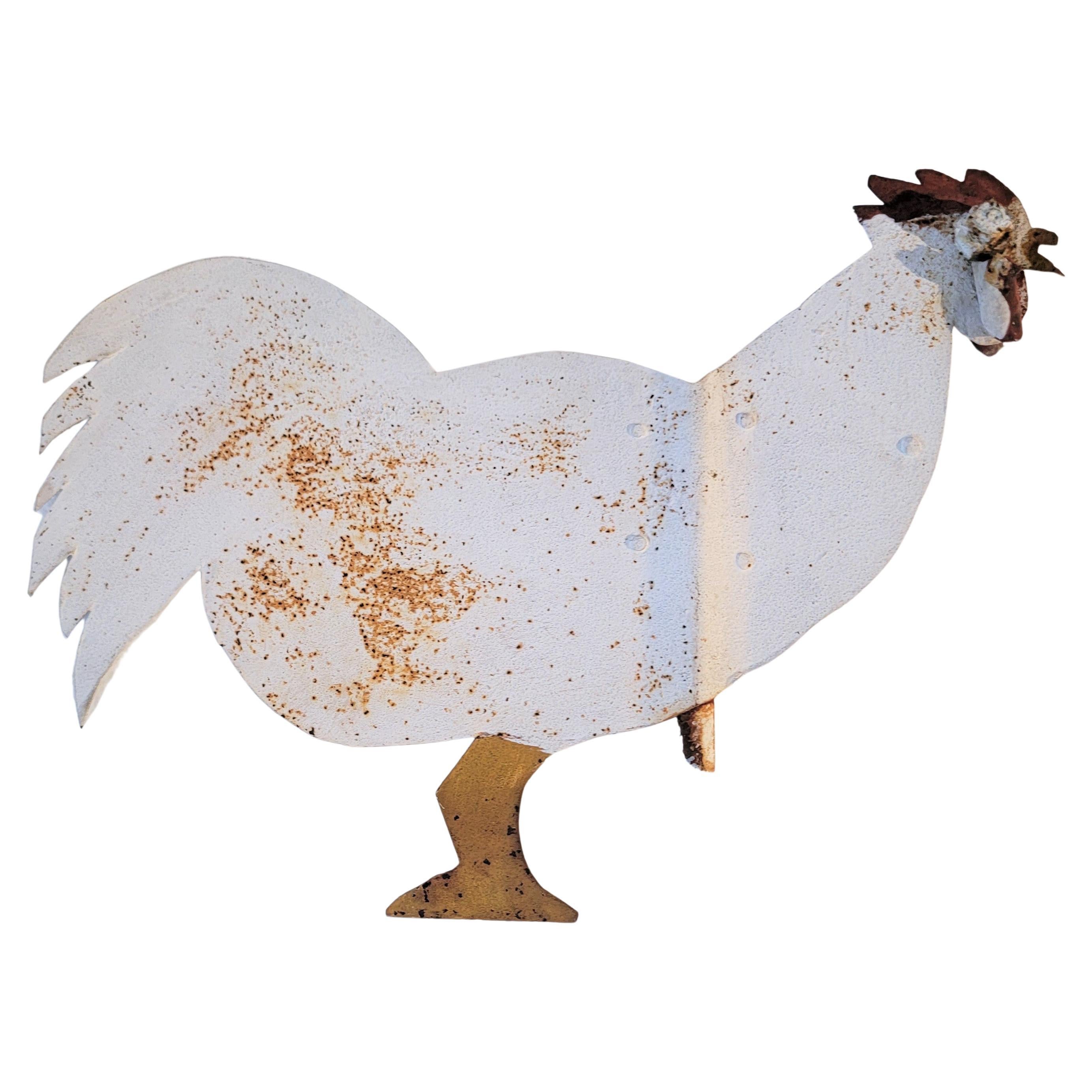 19th C Original Painted Rooster Weathervane For Sale