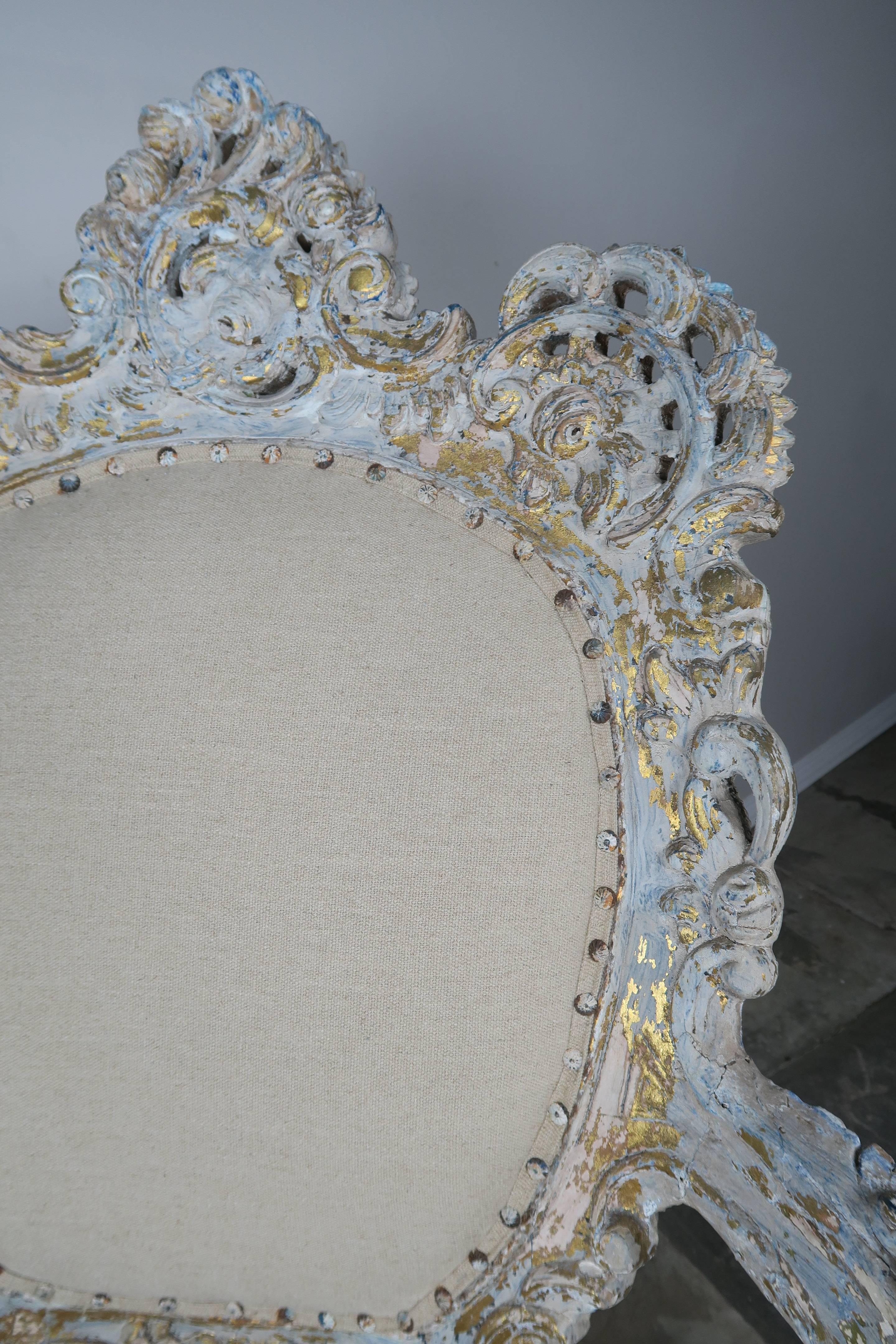 19th Century Painted and Parcel-Gilt French Armchairs, Pair 5