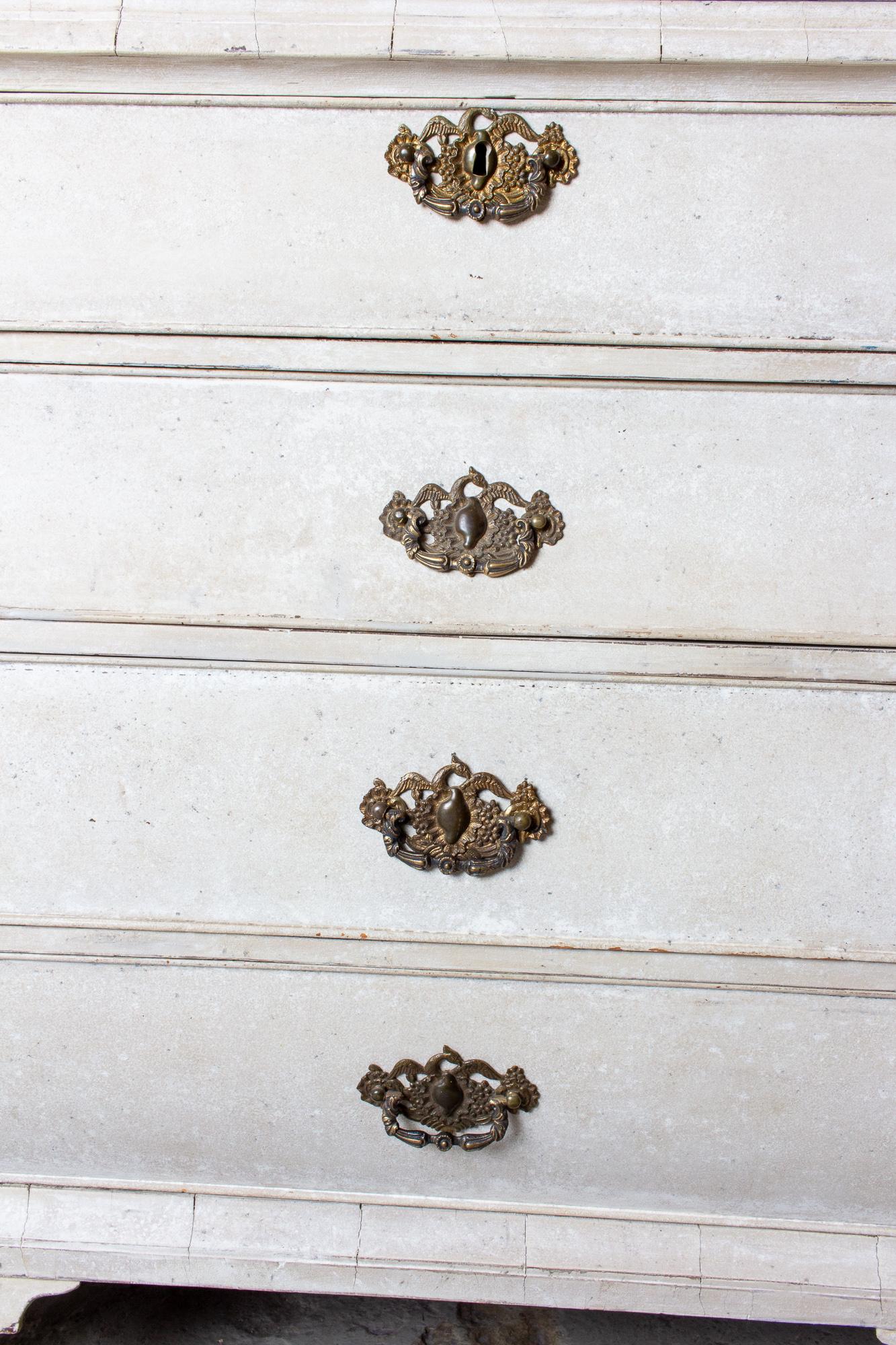 19th Century Painted Dutch Linen Press in Cream and Blue 12