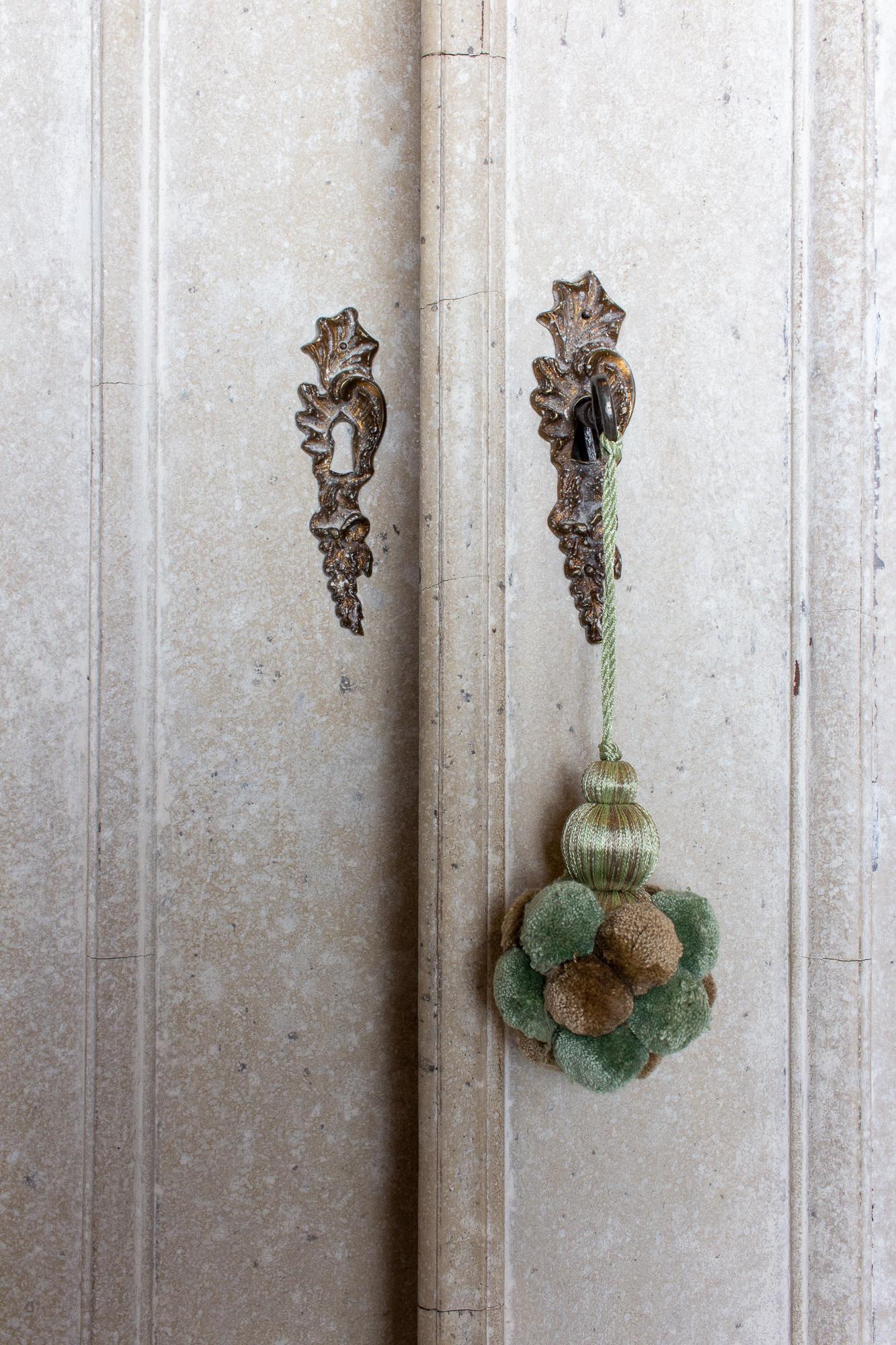 19th Century Painted Dutch Linen Press in Cream and Blue 2