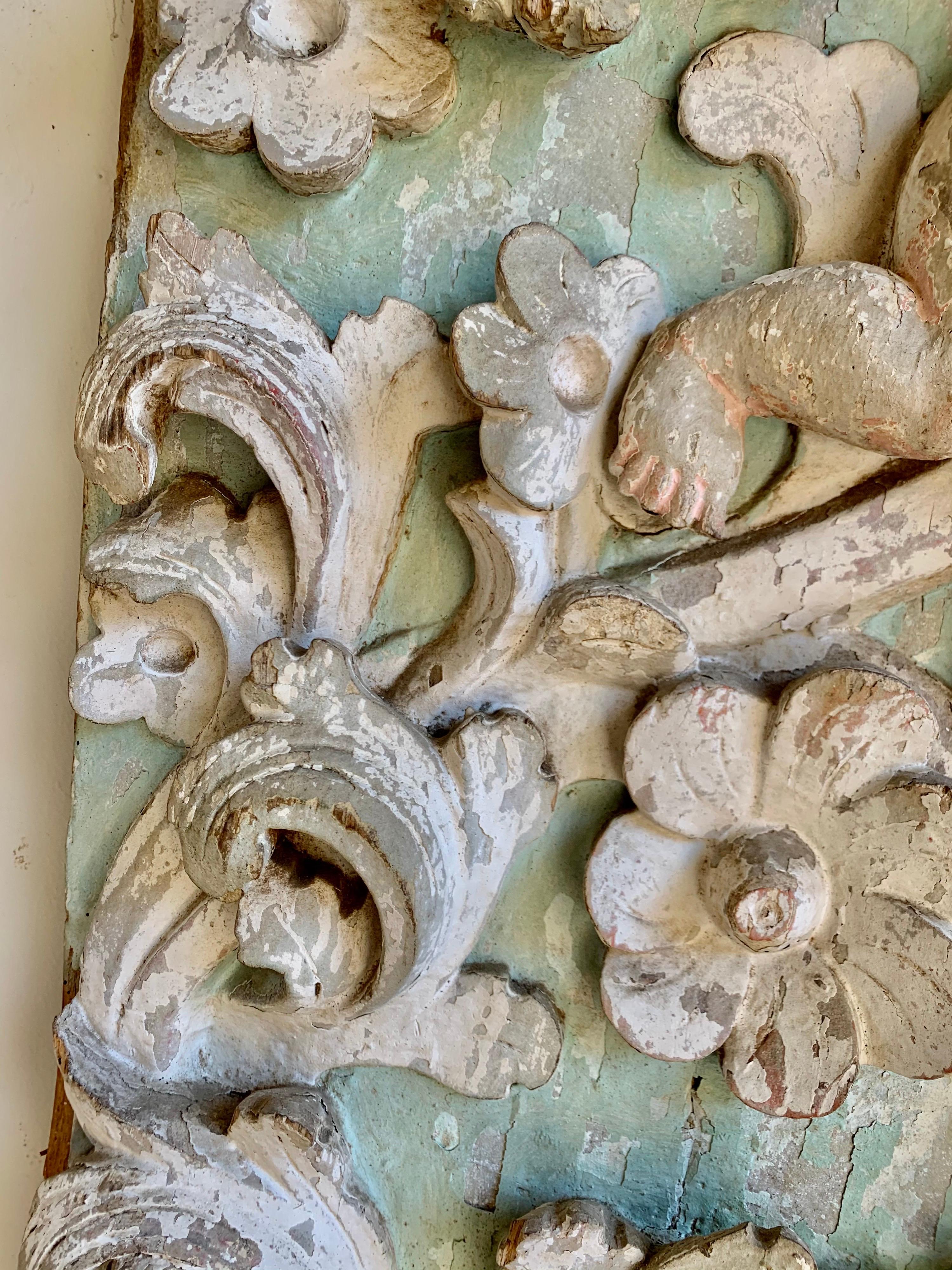 19th Century Painted Italian Carved Panel with Cherubs 1
