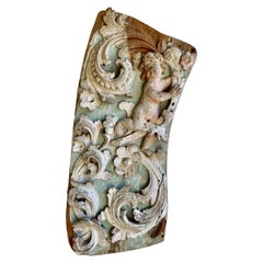 19th Century Painted Italian Carved Panel with Cherubs