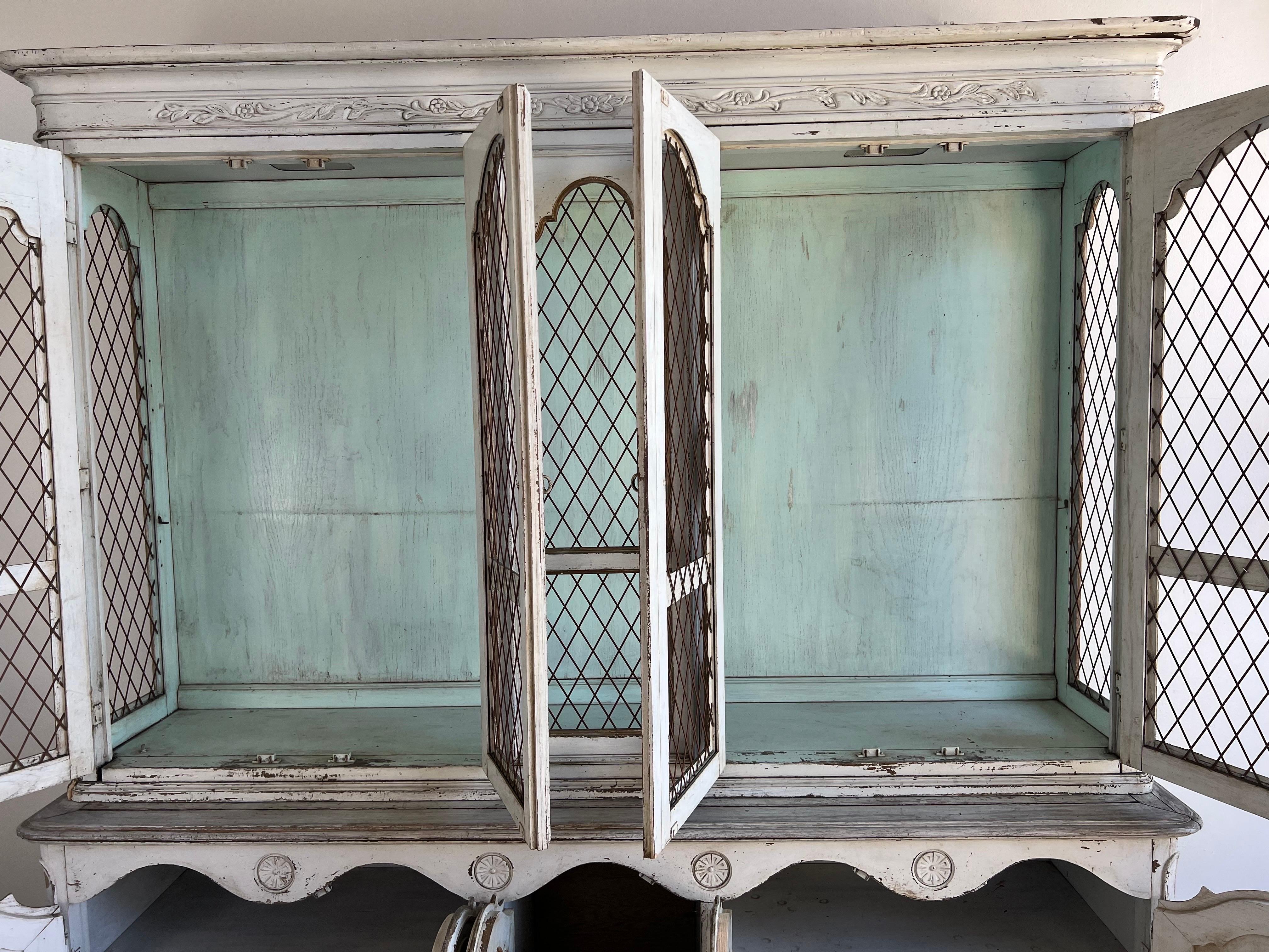 19th C. Painted Swedish Cabinet w/ Metal Inset Doors For Sale 6