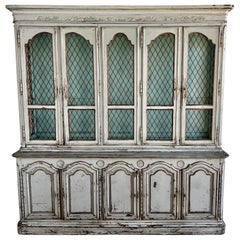 19th C. Painted Swedish Cabinet w/ Metal Inset Doors