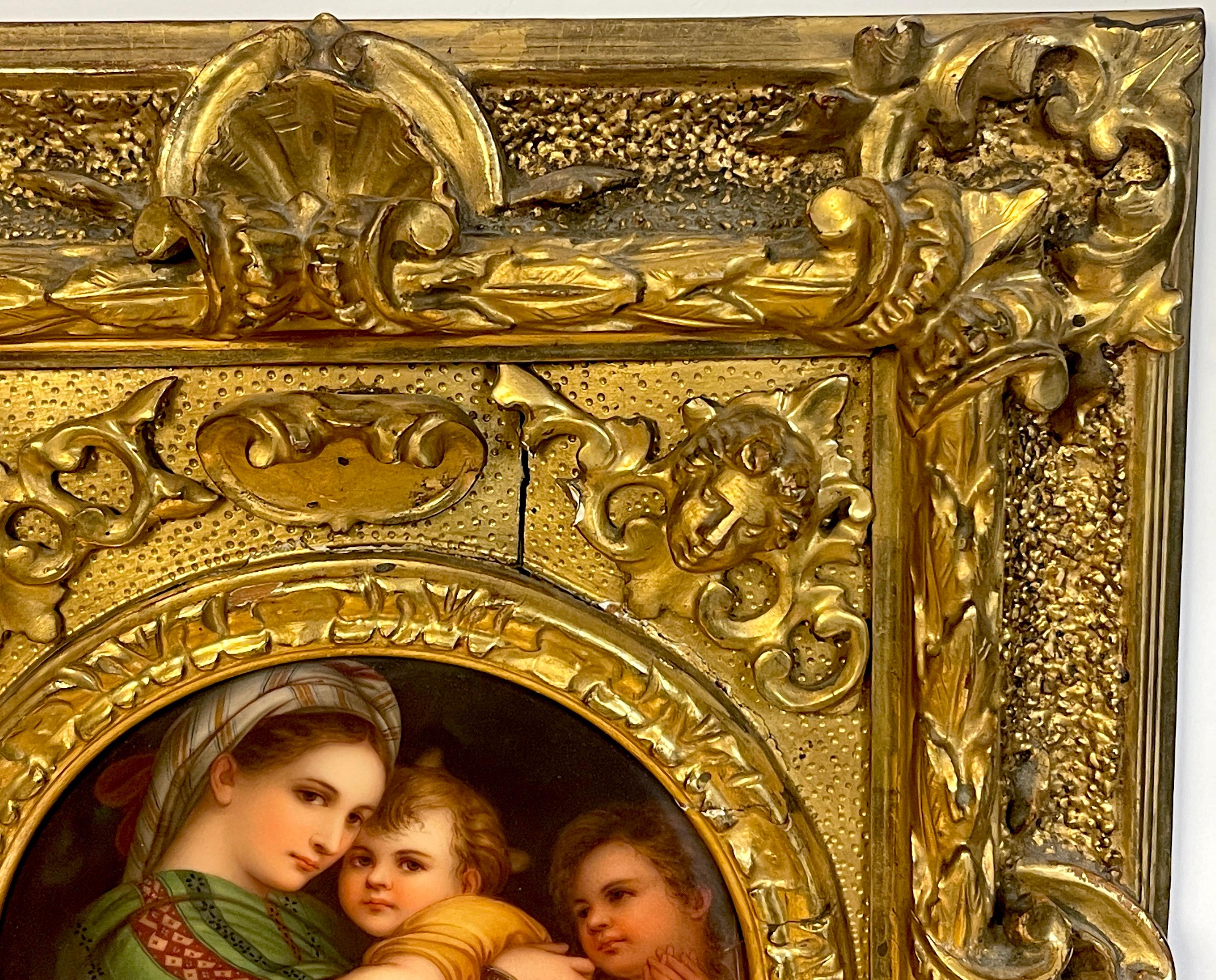 19th C Painting on Porcelain 'Madonna Della Seggiola' After Raphael In Good Condition In West Palm Beach, FL