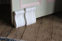 19th C Pair Carved Marble Corbels Architectural Elements Fireplace Door Stops