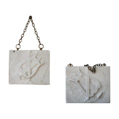 19th C Pair Carved Marble Lyres Rococo Architectural Elements Grand Tour