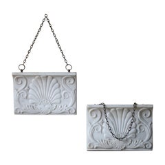 19th C Pair Carved Marble Scallop Rococo Architectural Element Corbels