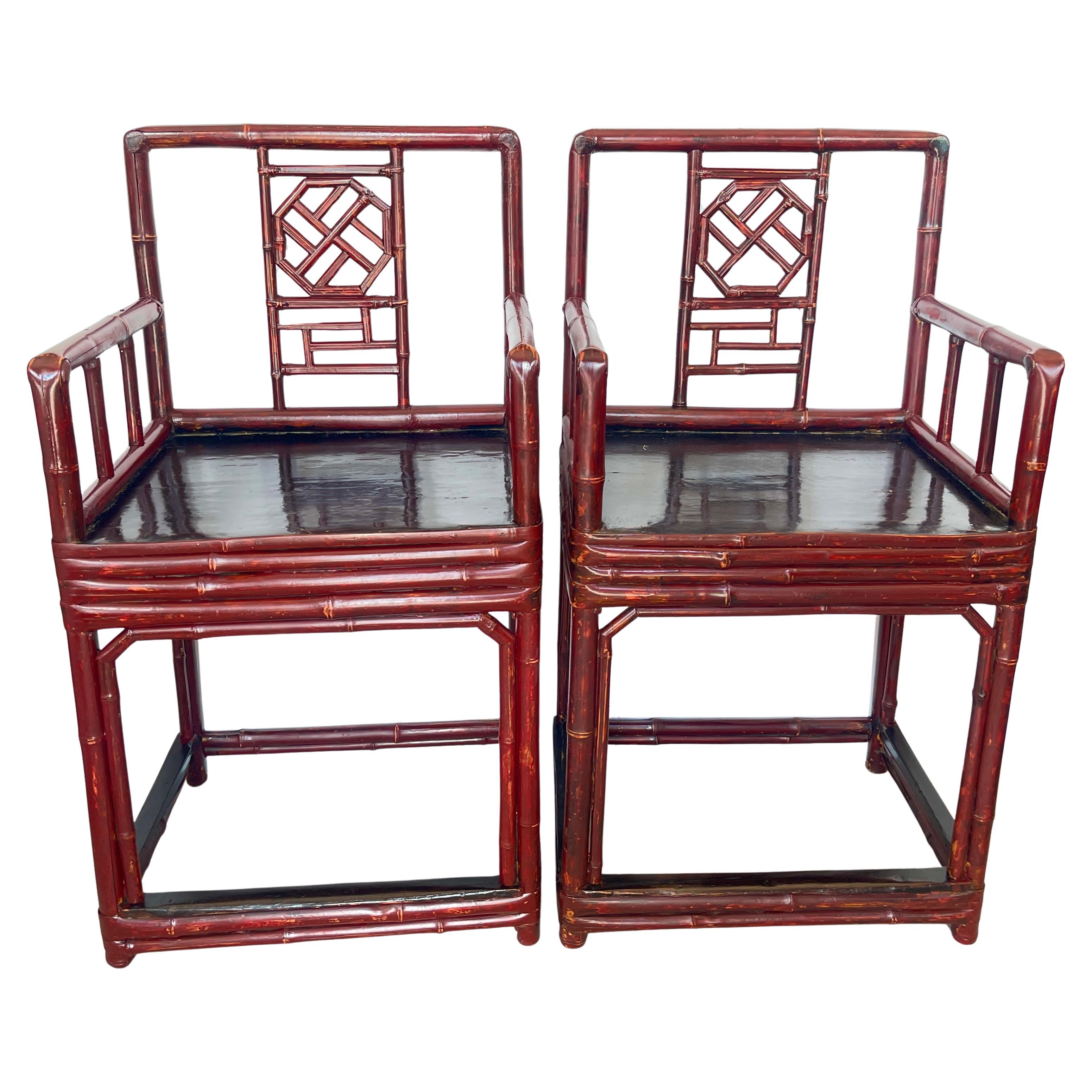 A.I.C. Paire de fauteuils chinois en bambou