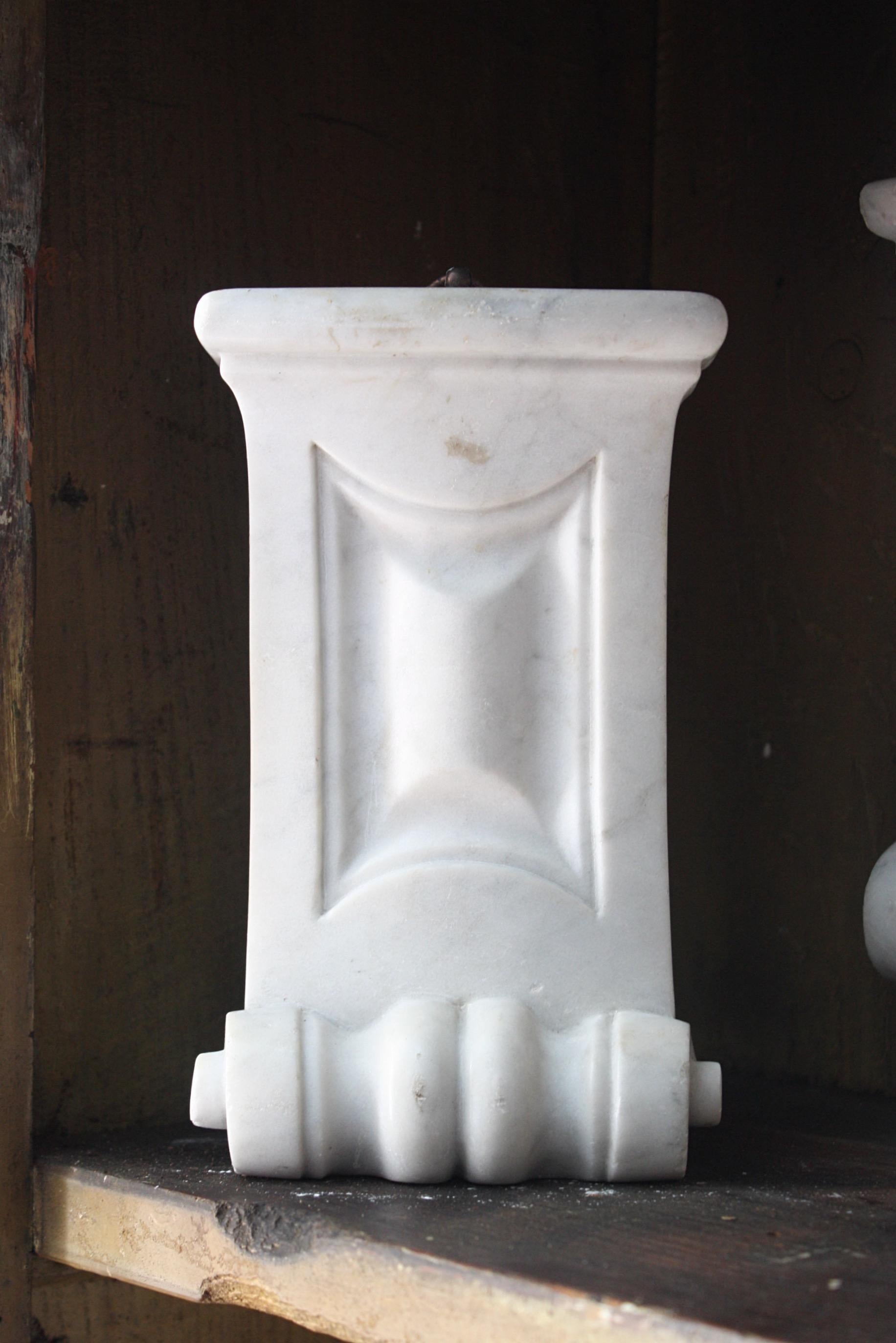 Regency 19th C Pair of Carved Marble Corbels Decorative Architectural Elements Fireplace