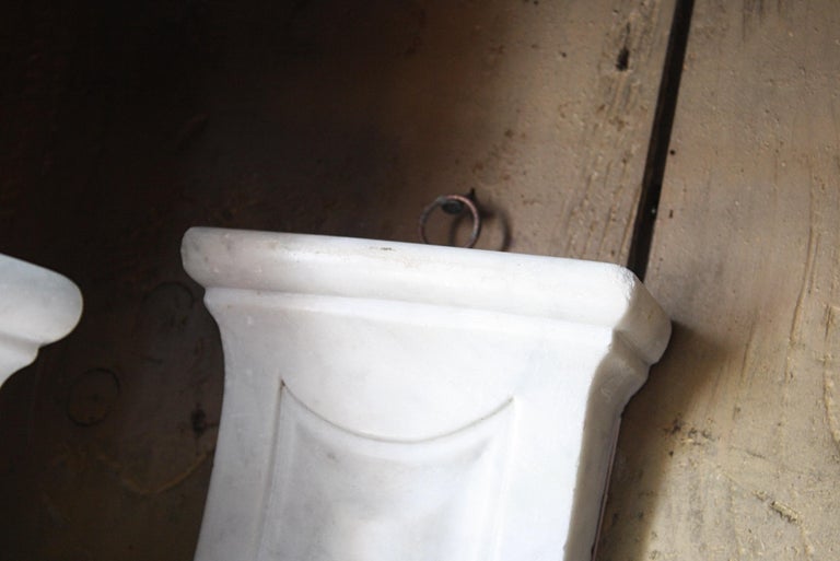 19th C Pair of Carved Marble Corbels Decorative Architectural Elements