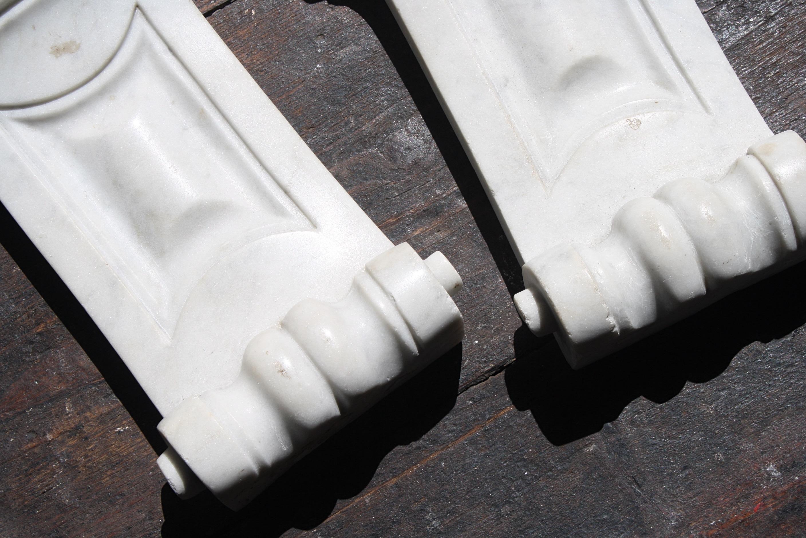 19th Century 19th C Pair of Carved Marble Corbels Decorative Architectural Elements Fireplace