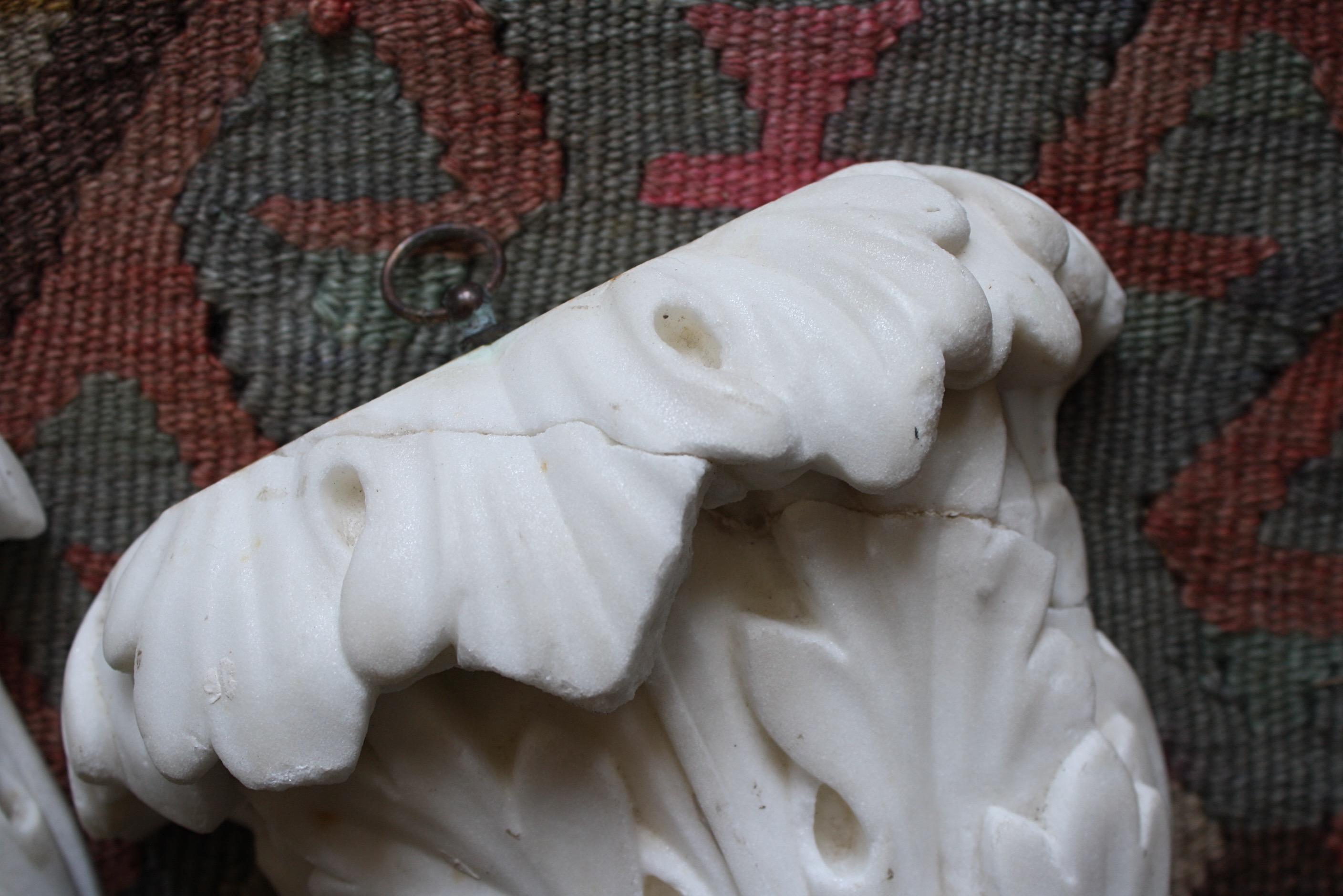 19th C Pair of Carved Marble Organic Decorative Rococo Architectural Elements For Sale 5
