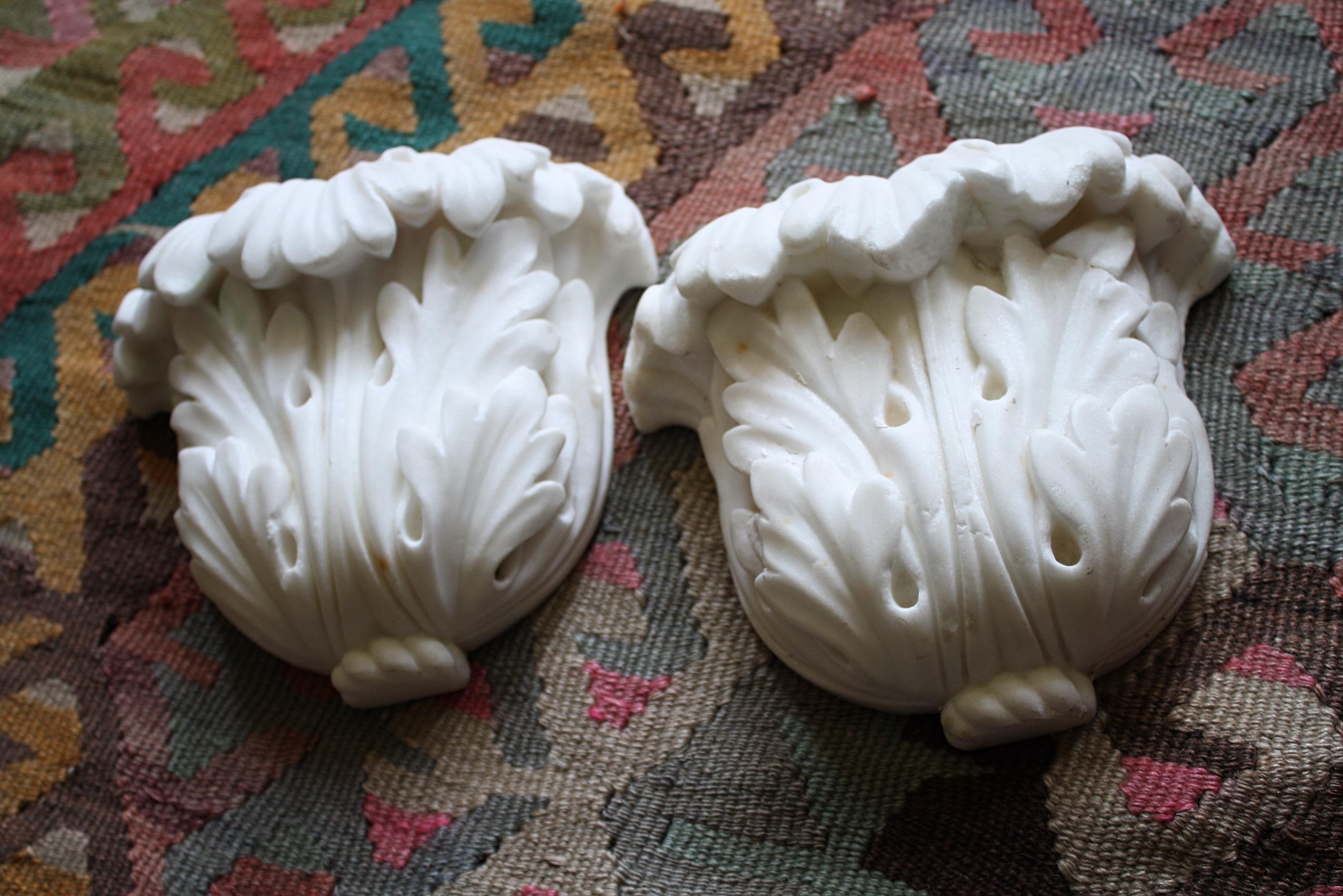 19th C Pair of Carved Marble Organic Decorative Rococo Architectural Elements For Sale 2