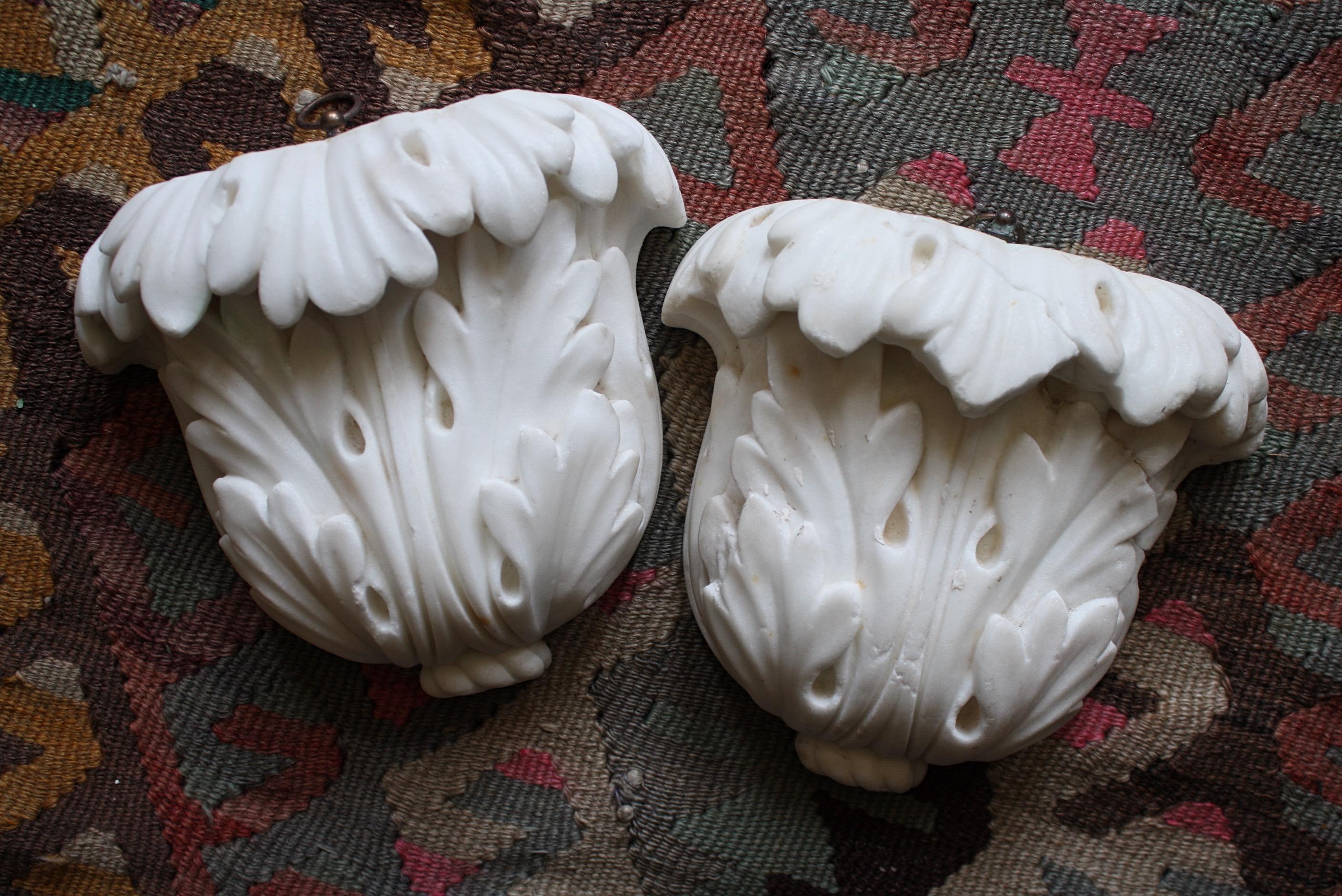 19th C Pair of Carved Marble Organic Decorative Rococo Architectural Elements For Sale 3