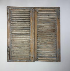 19th C. Pair of French Painted Shutters